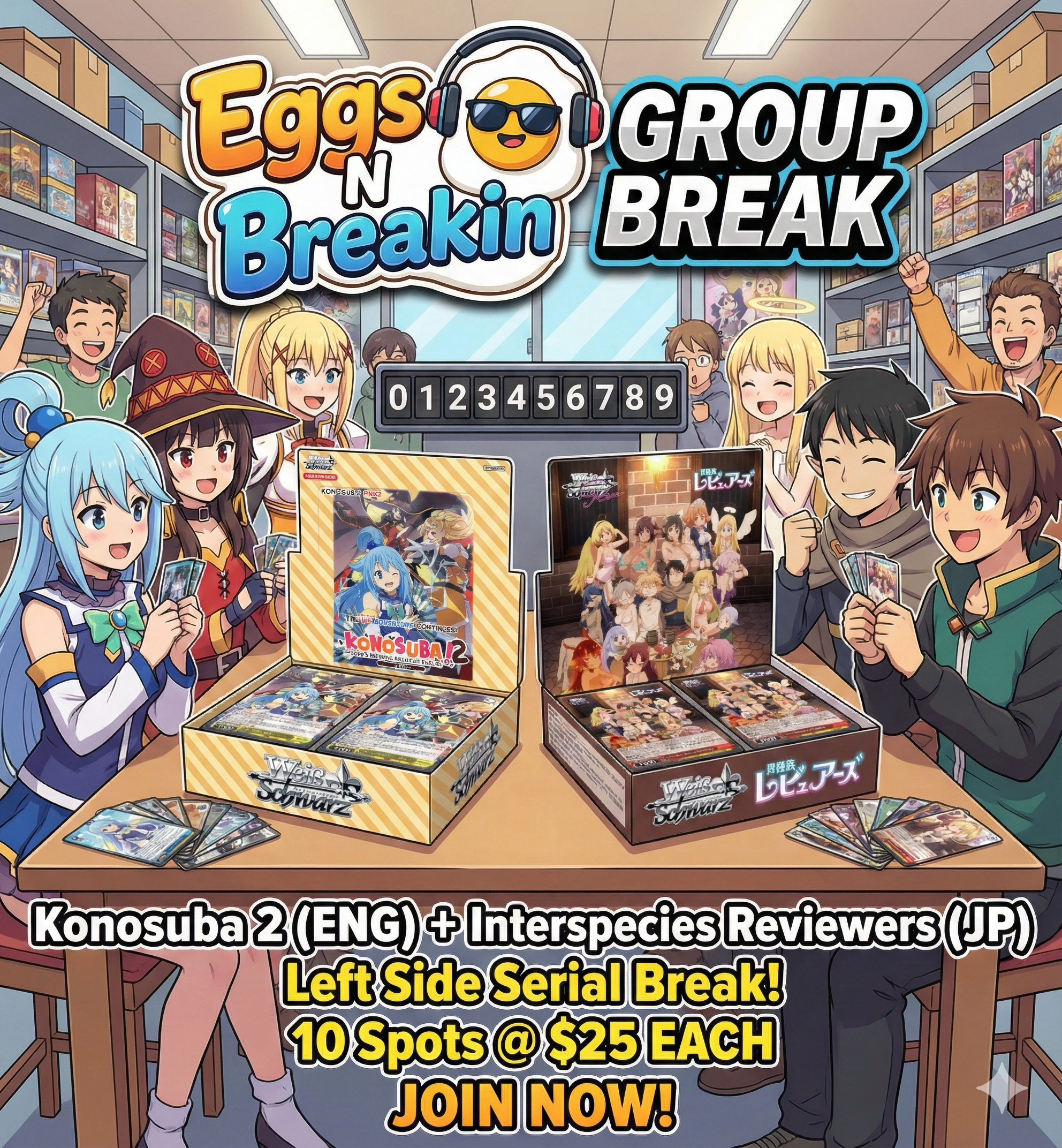 GB #036 - Weiss Schwarz Group Break - 2 Hobby Boxes by Weiss Schwarz - Left side Serial Group Break