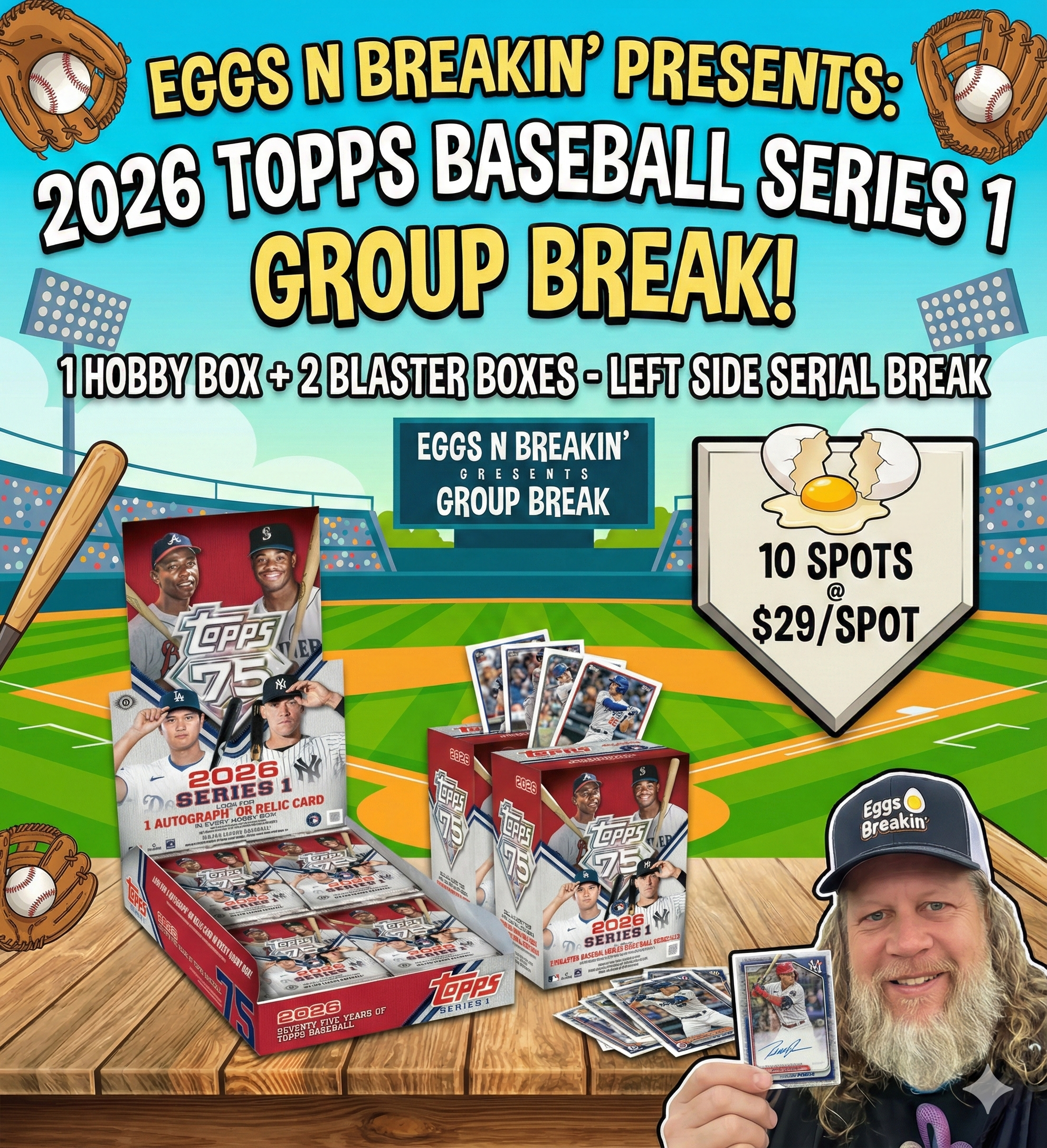 GB #037 - 2026 Baseball Series 1 Group Break - 1 Hobby Box & 2 Blaster boxes of 2026 Topps Series 1 Baseball - Left side Serial Group Break