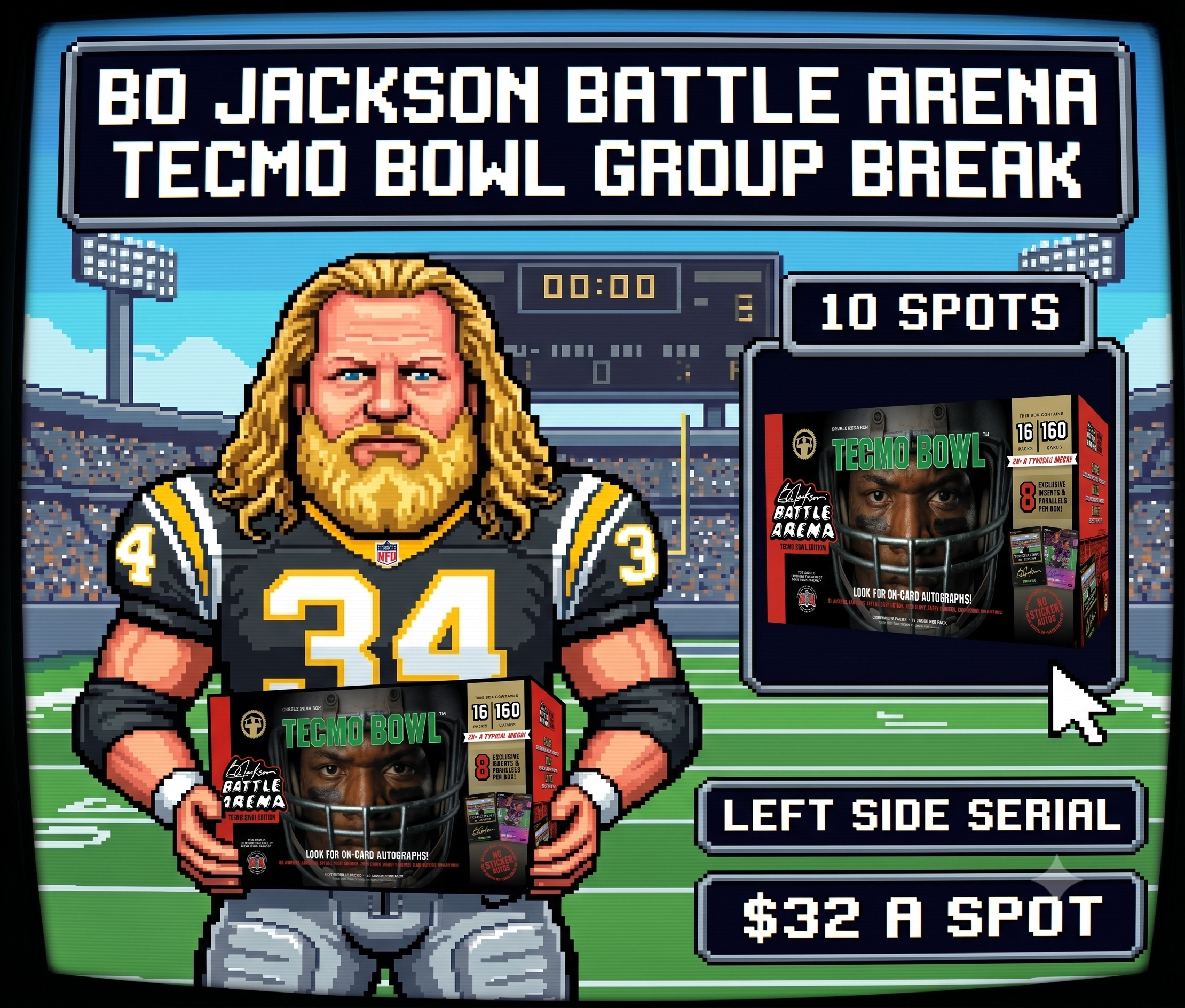 GB #049 - Bo Jackson Battle Arena Tecmo Bowl Edition Double Mega Box Group Break - Left side Serial Group Break