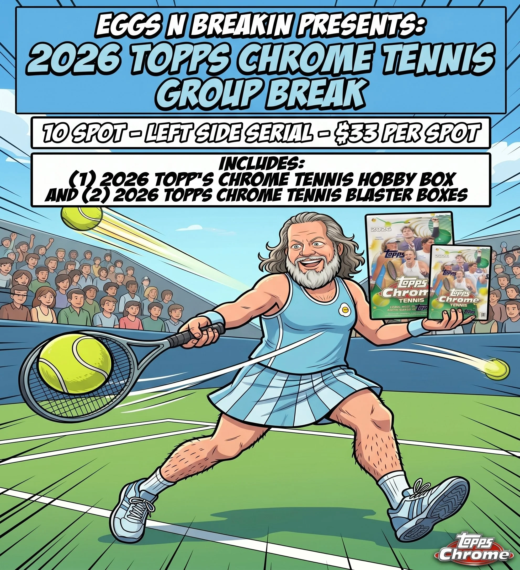 GB #054 - 2026 Topps Chrome Tennis Group Break - Left Side Serial