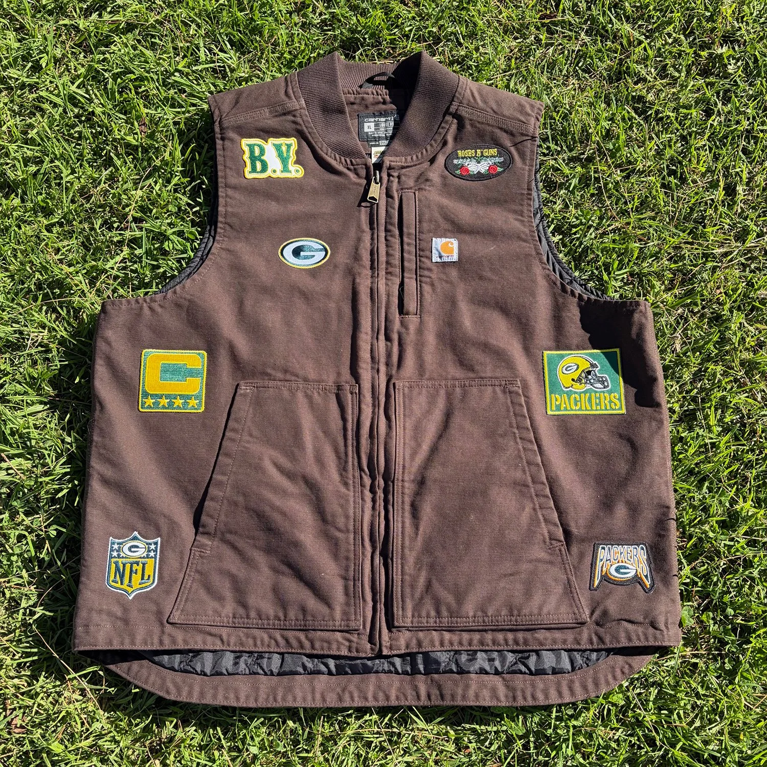 Go Cheese Go Brown Green Bay Vintage Vest (XL)