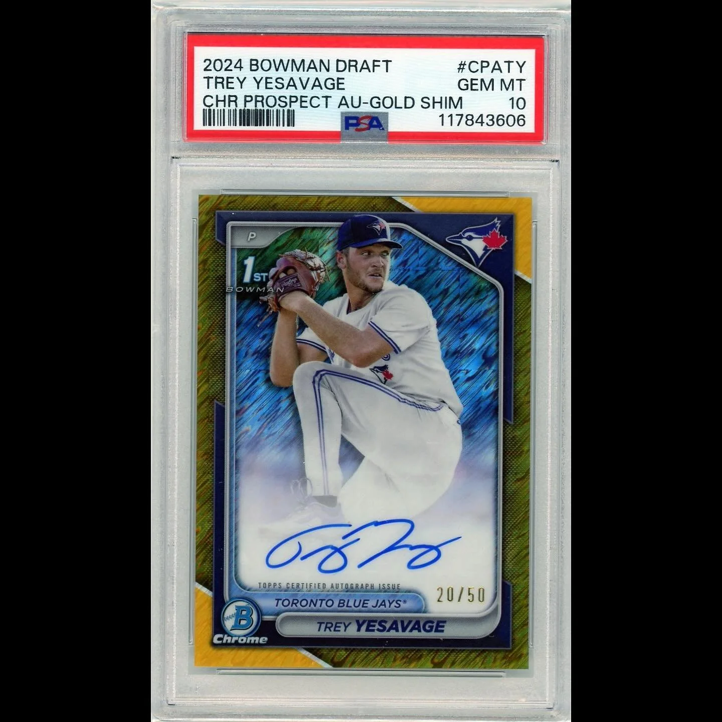 💎 Daily Inventory Drop 💎
2024 Bowman Draft Trey Yesavage Gold Shimmer Auto /50 &ndash; PSA 10

Gold Shimmer. On-card auto. Gem Mint 10.  Blue Jays fans and Bowman investors, this is a beauty. DM for pricing!🌟

💬 Who&rsquo;s your favorite 2024 Bow