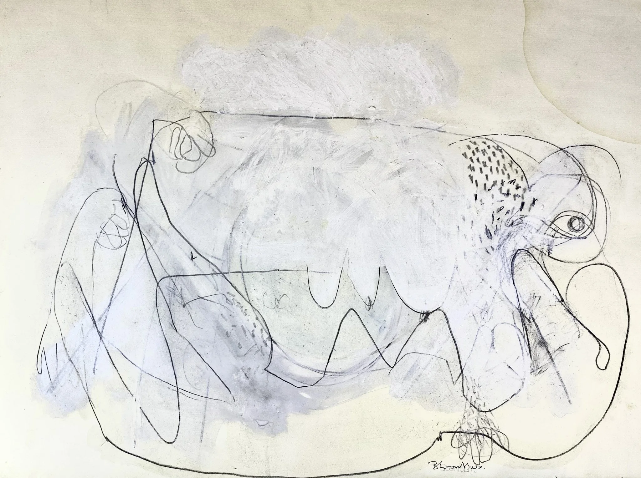 ‘The Primordials’ Graphite, Gouache on paper, 760mm x 550mm, 1990s