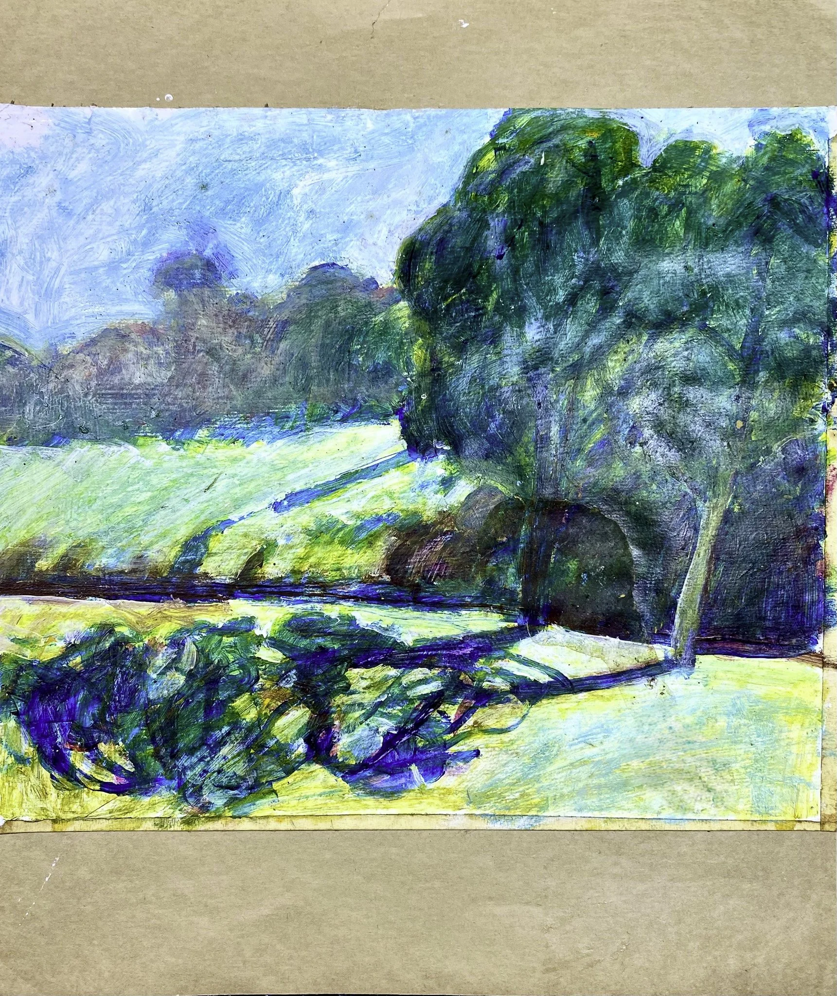 ‘Landscape with Shadow’, Acrylic on Paper, 370 x 430mm 1990s