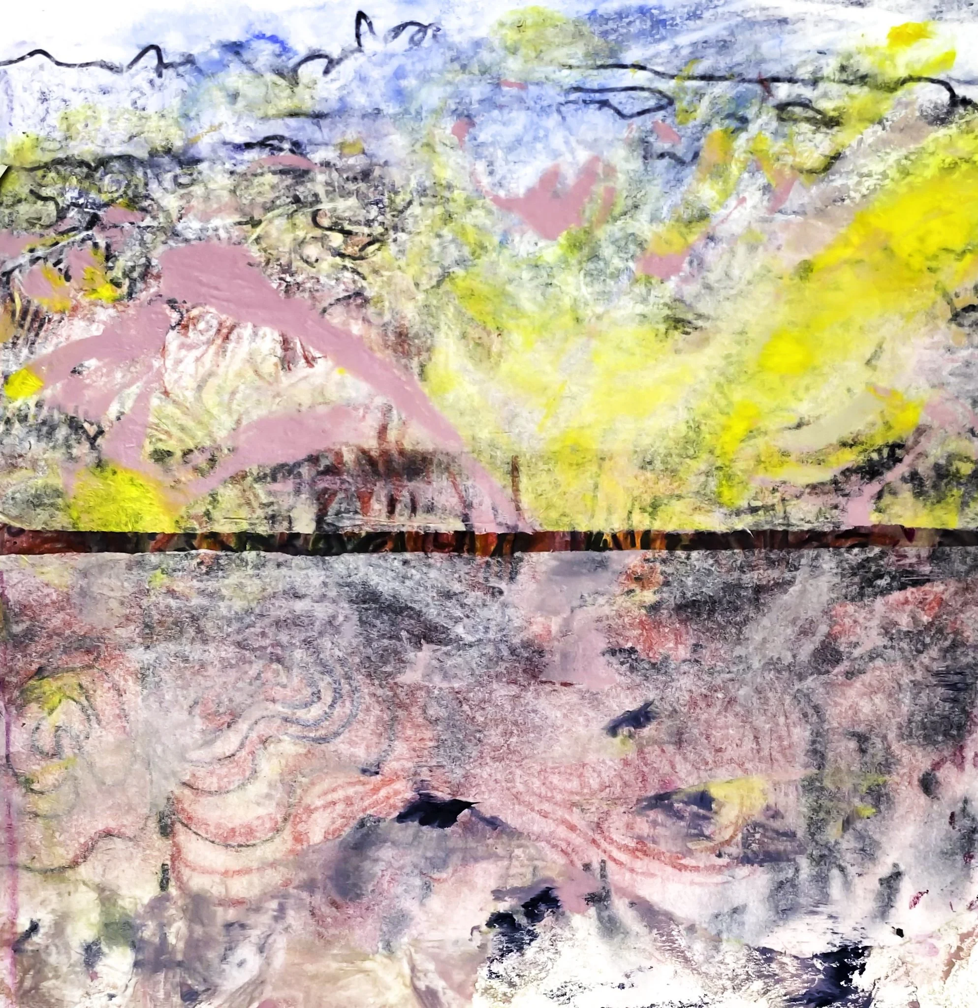 ‘Another Horizon’, Acrylic, Ink on paper, 300mm x 300mm, 2026