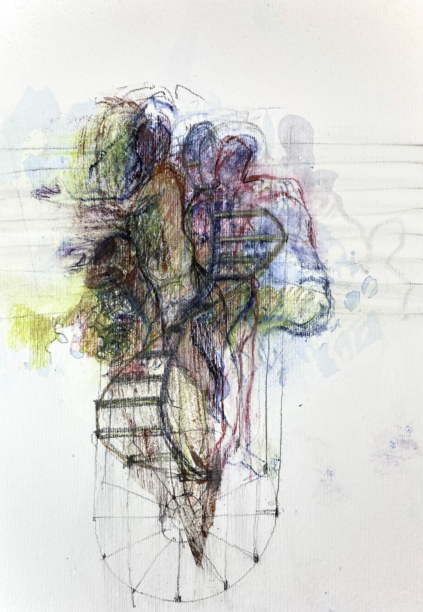 ‘Clockwise (Anti-spin)’, Ink, Acrylic, Graphite on Paper, 300mm x 420mm, 2026