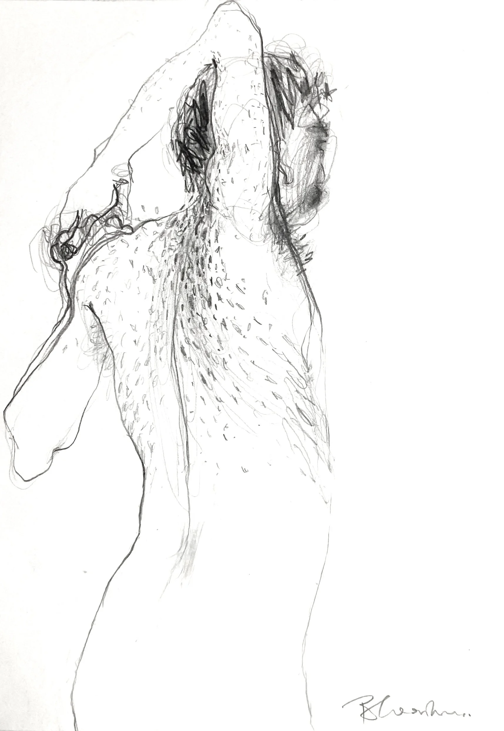‘Untitled’ Life Drawing Study, 1st Street Studio, Charcoal on Paper, 219mm x 297mm, 1990