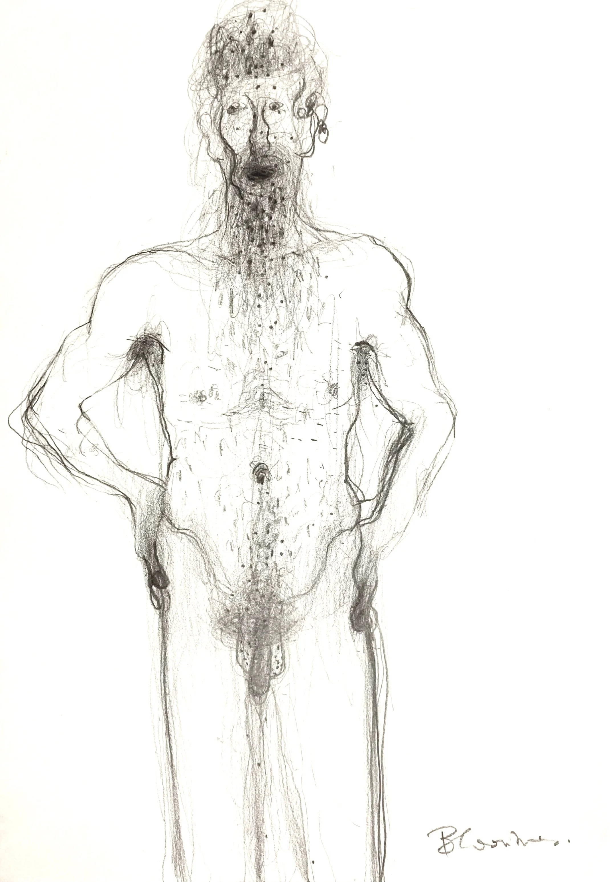 ‘Untitled’ Life Drawing Study, 1st Street Studio, Charcoal on Paper, 219mm x 297mm, 1990