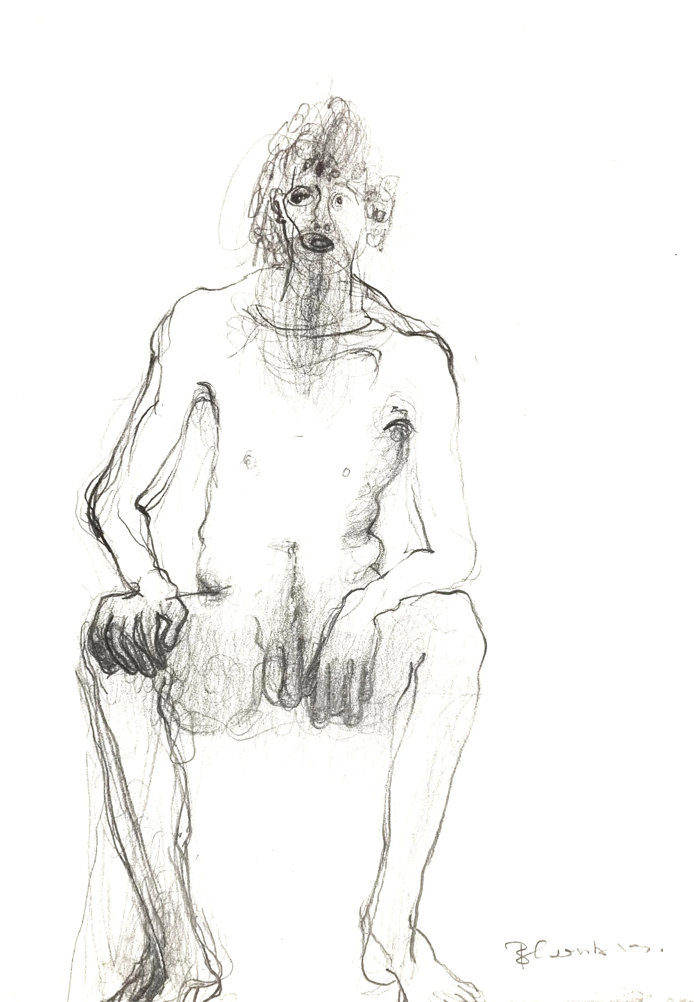 ‘Untitled’ Life Drawing Study, 1st Street Studio, Charcoal on Paper, 219mm x 297mm, 1990