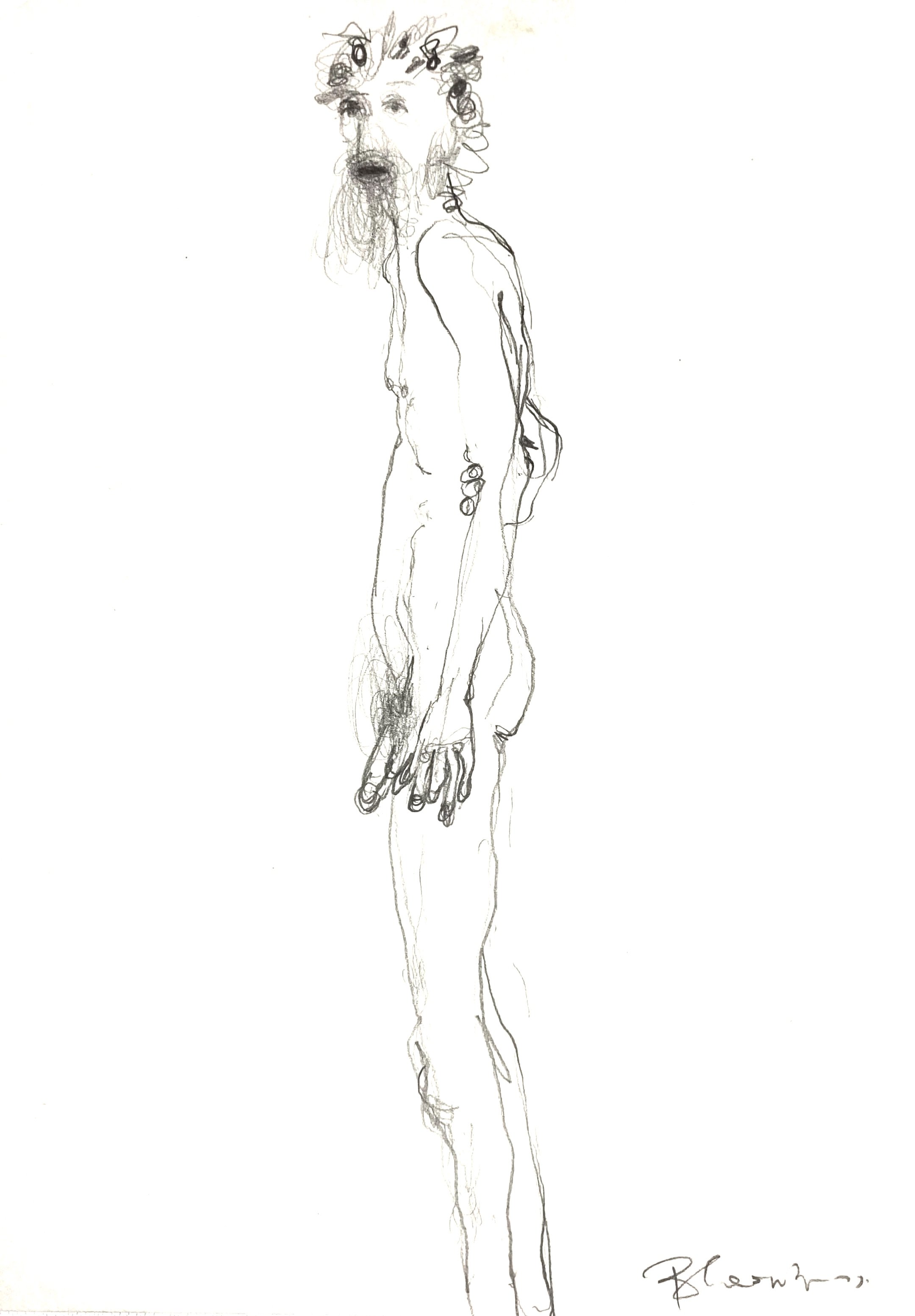‘Untitled’ Life Drawing Study, 1st Street Studio, Charcoal on Paper, 219mm x 297mm, 1990