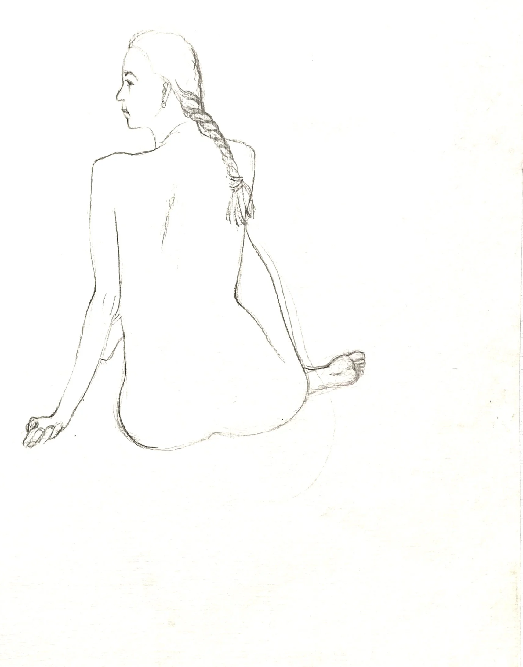 ‘Untitled’ Life Drawing Study, 1st Street Studio, Charcoal on Paper, 420mm x 594mm, 1990