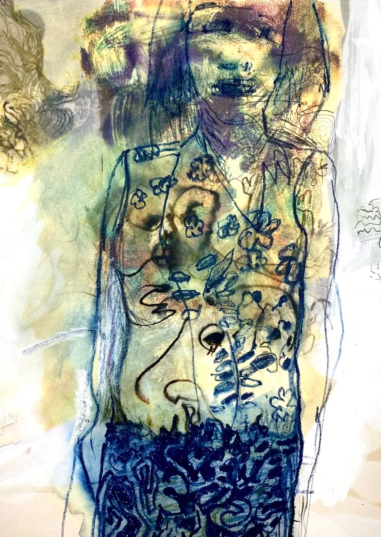 ‘Woman with Print Dress’. Ink, Graphite on Paper, 280mm x 400mm, 2026