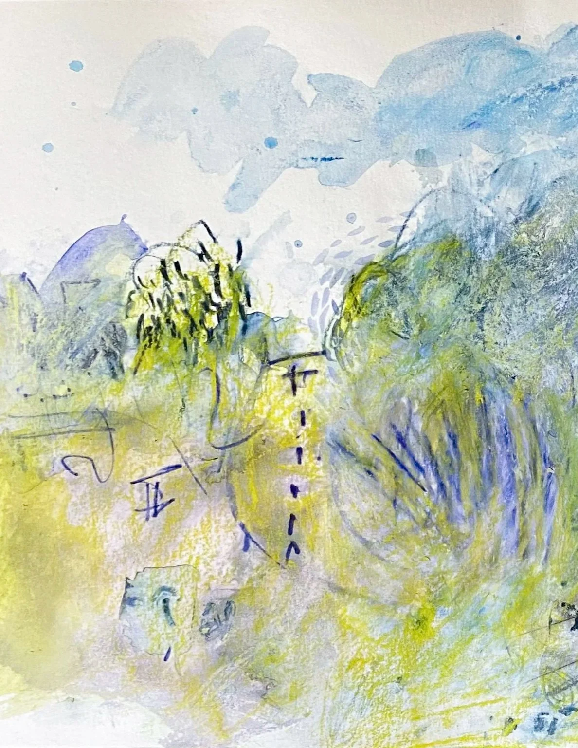 ‘Green in Blue’, Ink and Graphite on paper, 200 x 300 mm, 2026