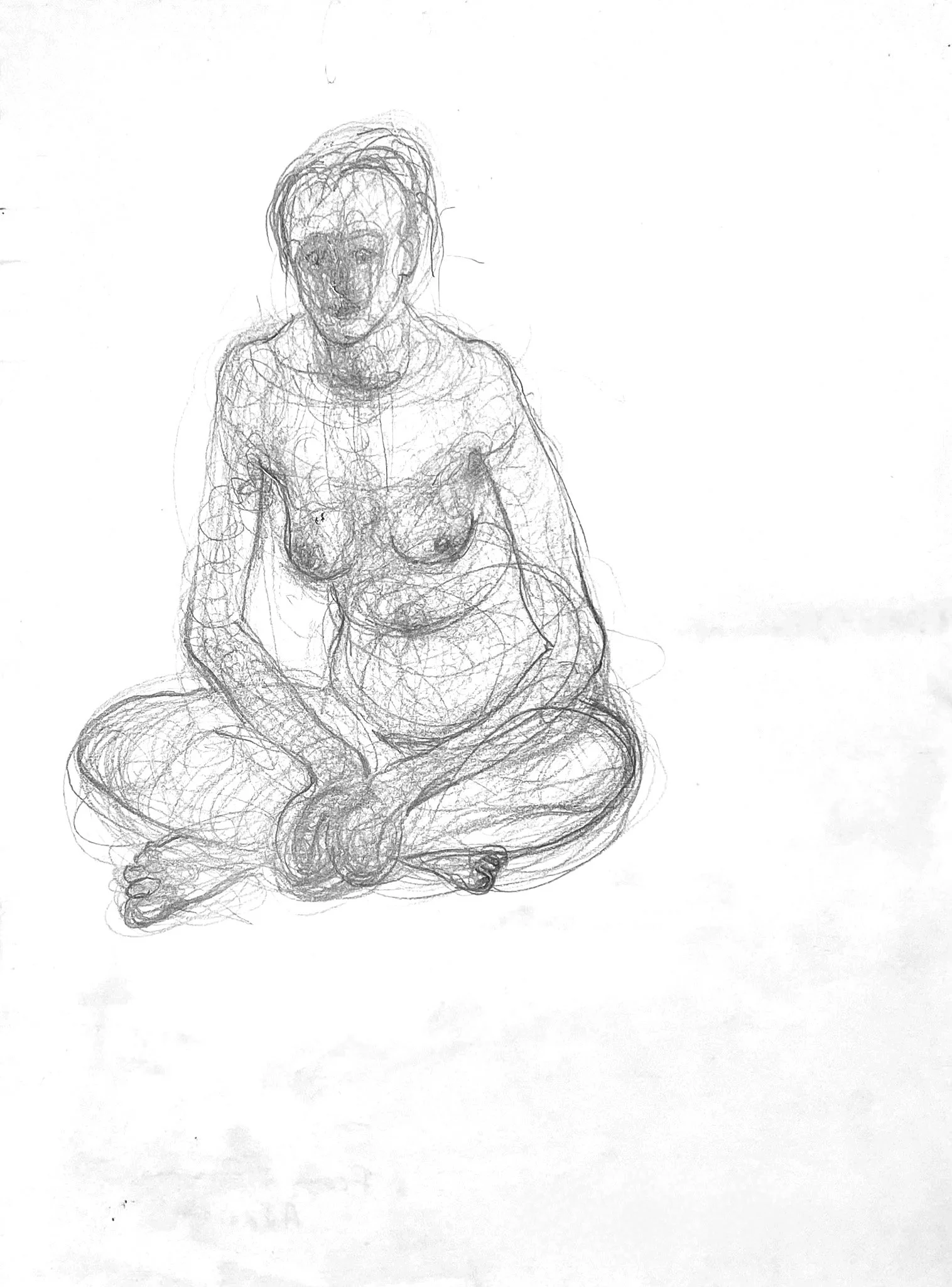 ‘Untitled’ (Seated figure), 1st Street Studio, Graphite on Paper, 420mm x 594mm, 1990