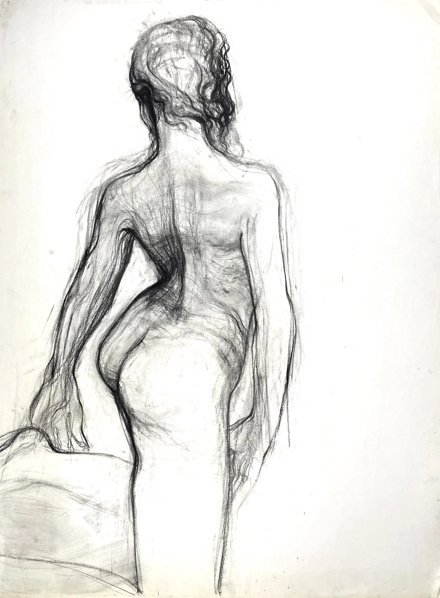 ‘Figure Kneeling- 1st Street, Charcoal on Paper, 420mm x 620mm, 1990s