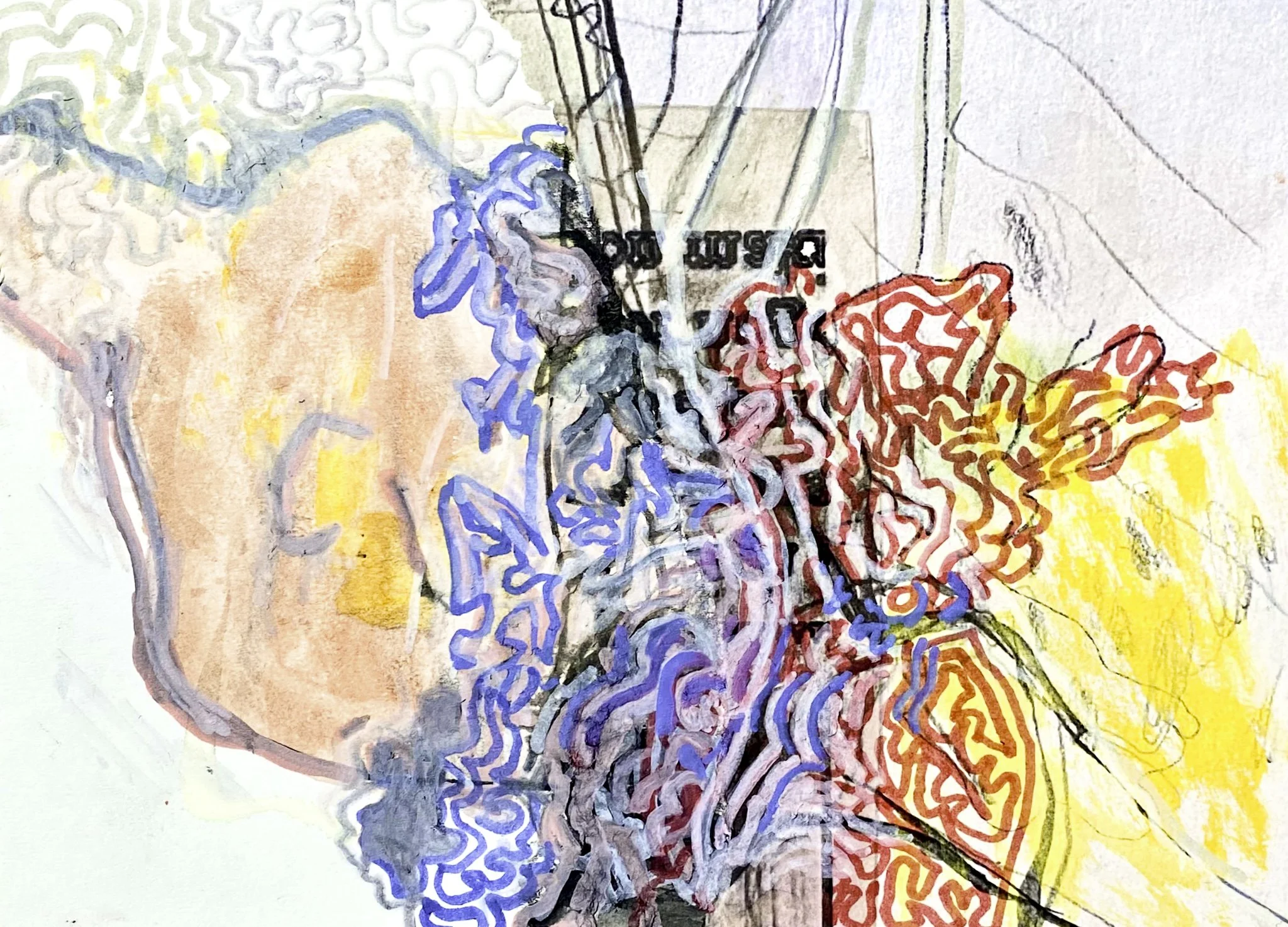 ‘Vein Matter’, Mixed Media on Paper, 320mm x 200mm, 2025