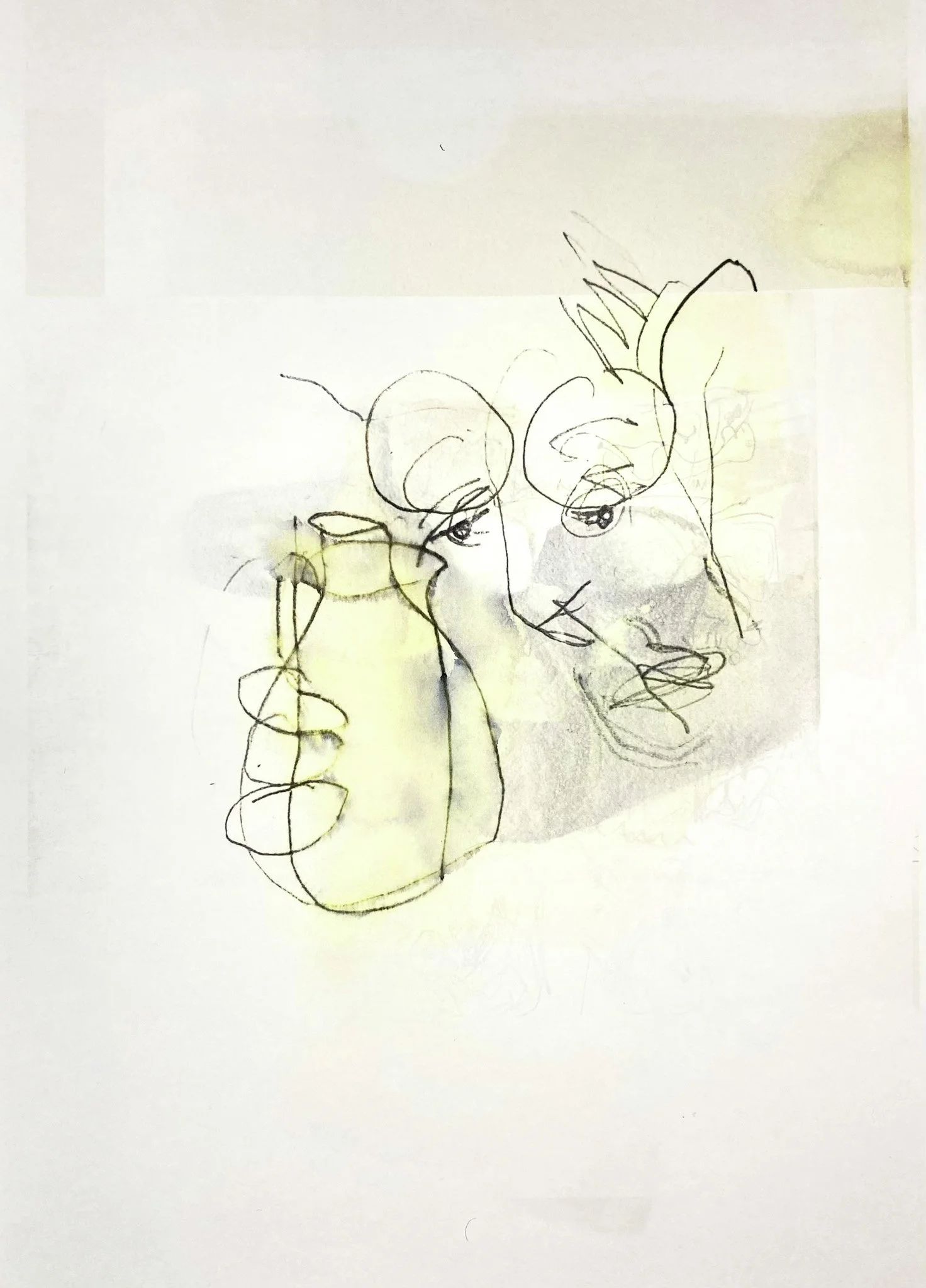 ‘Museo Morandi’, Mono-print, Ink pencil and wash on Paper, 297mm x 420mm, 2026