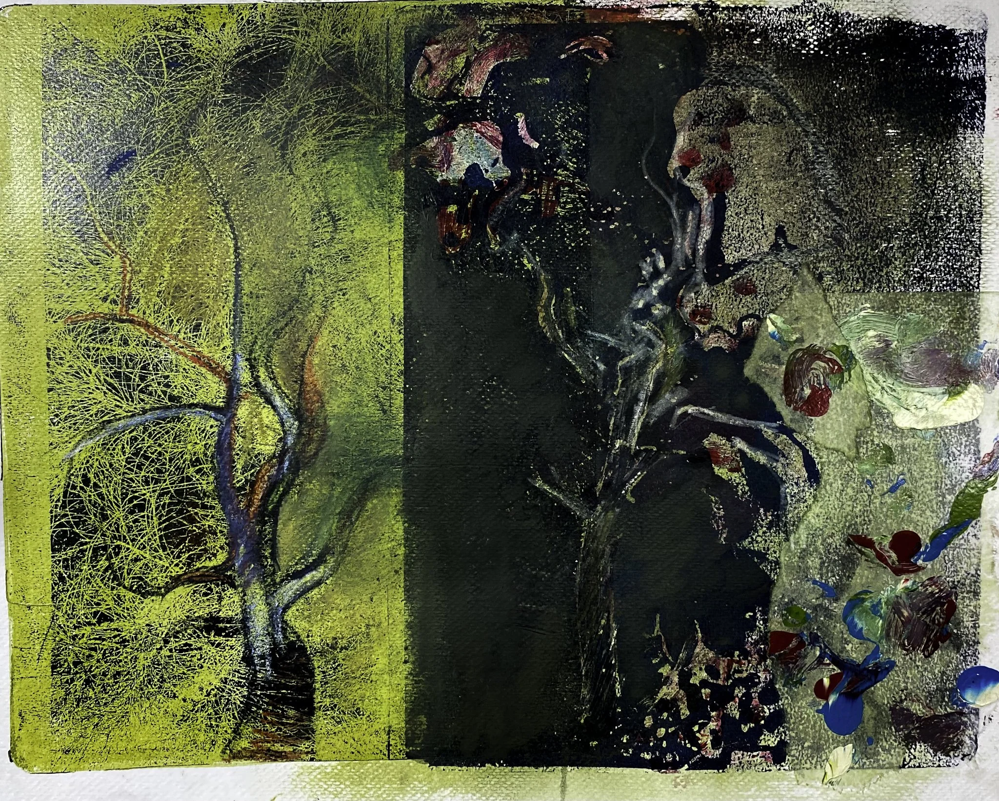 ‘Other side’, Mixed Media on Paper, 380mm x 290mm, 2026