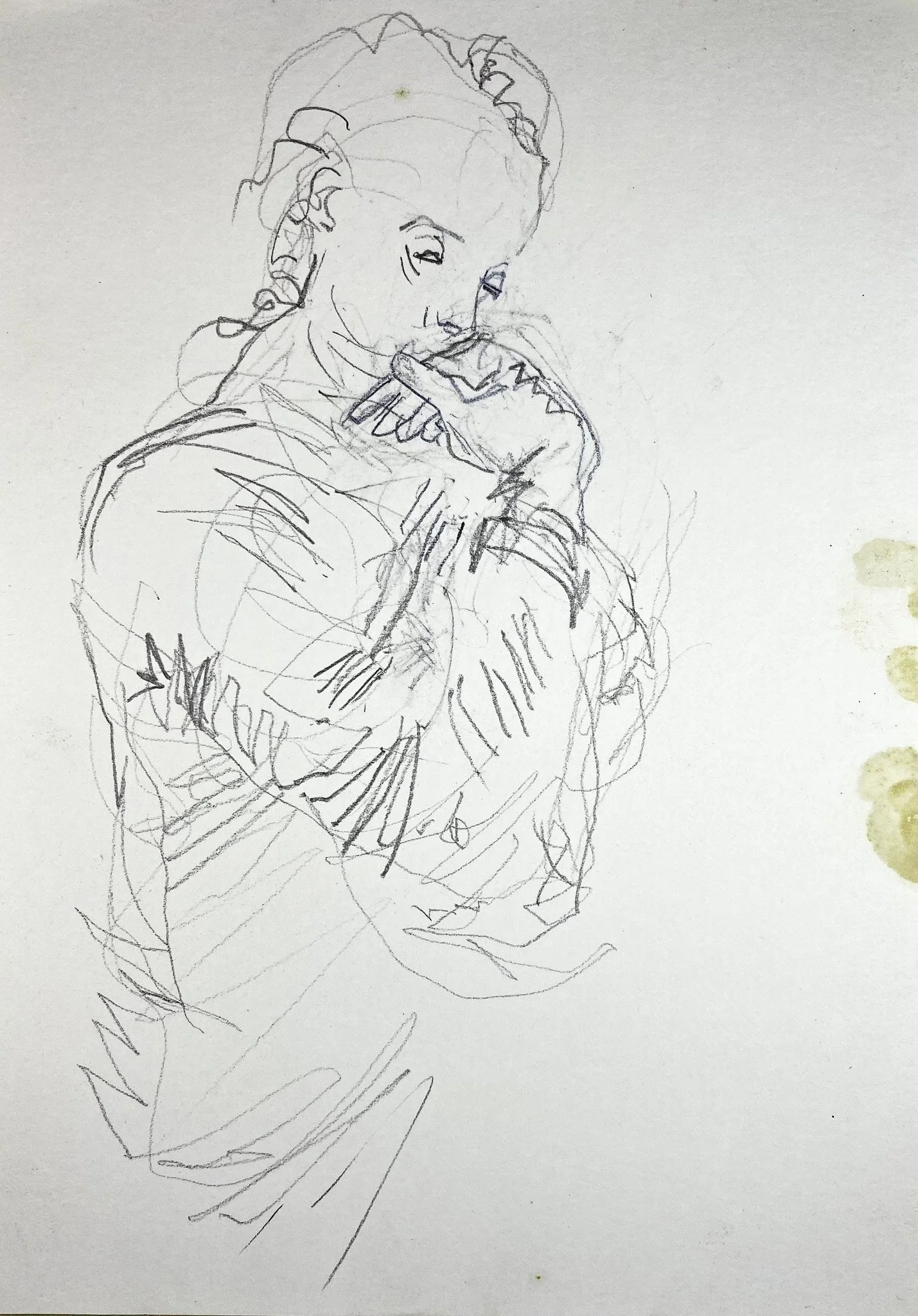 ‘Study (Durer’s Wife)’. Graphite on Paper, 210mm x 300mm, 2026