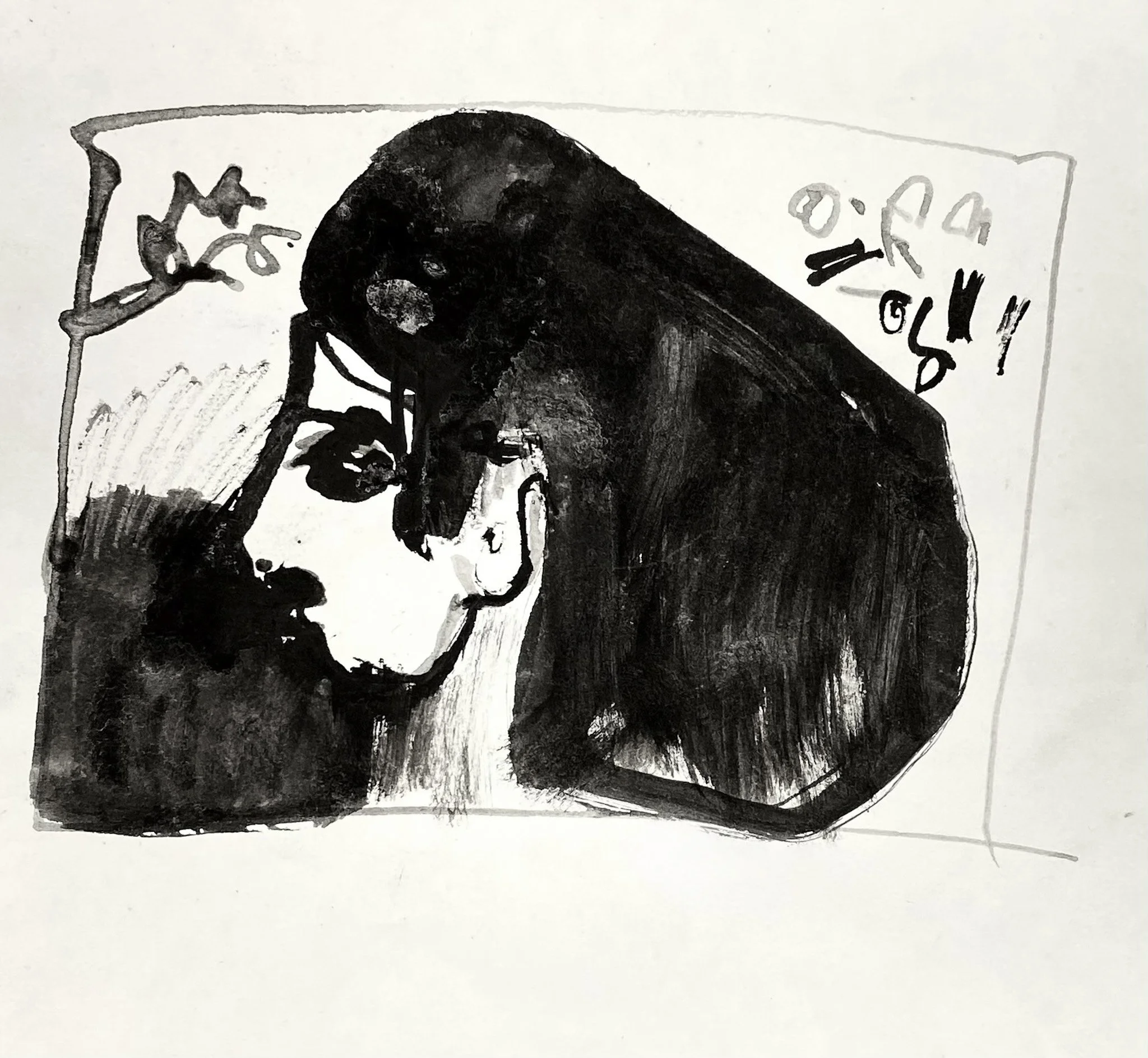 ‘Sketchbook (Big Hair 2)’, Ink on Paper, 240mm x 200mm, 1980s