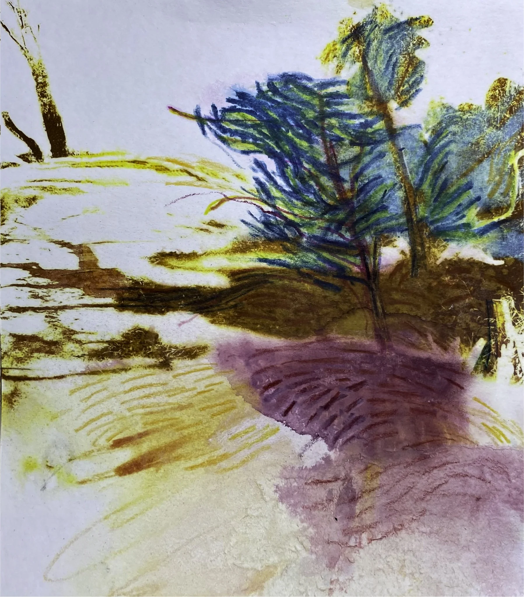 ‘Landscape (Murmuring)’, Mono-Print, Ink on paper, 150mm x 170mm, 2026