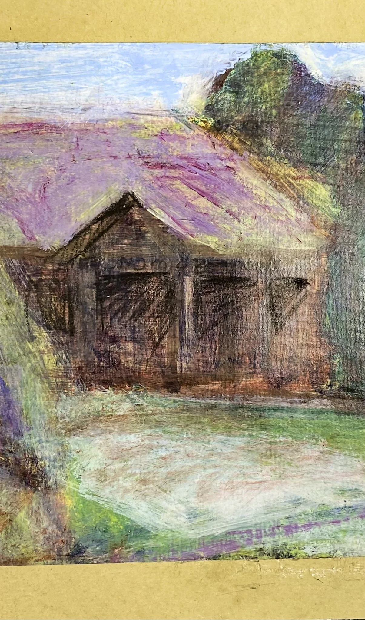 ‘Hut in the Gardens’ Acrylic on Paper, 110 x 220mm 1990s