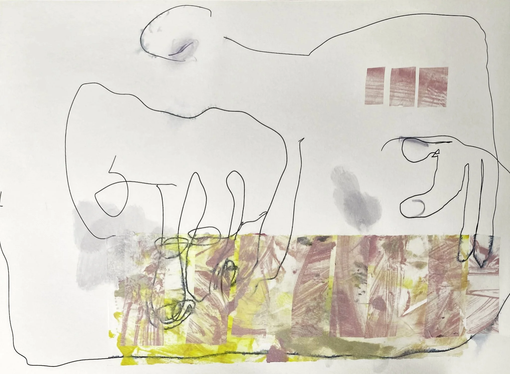 ‘Pink Mode add Yellow’, Acrylic, Ink on paper, 420mm x 300mm, 2026