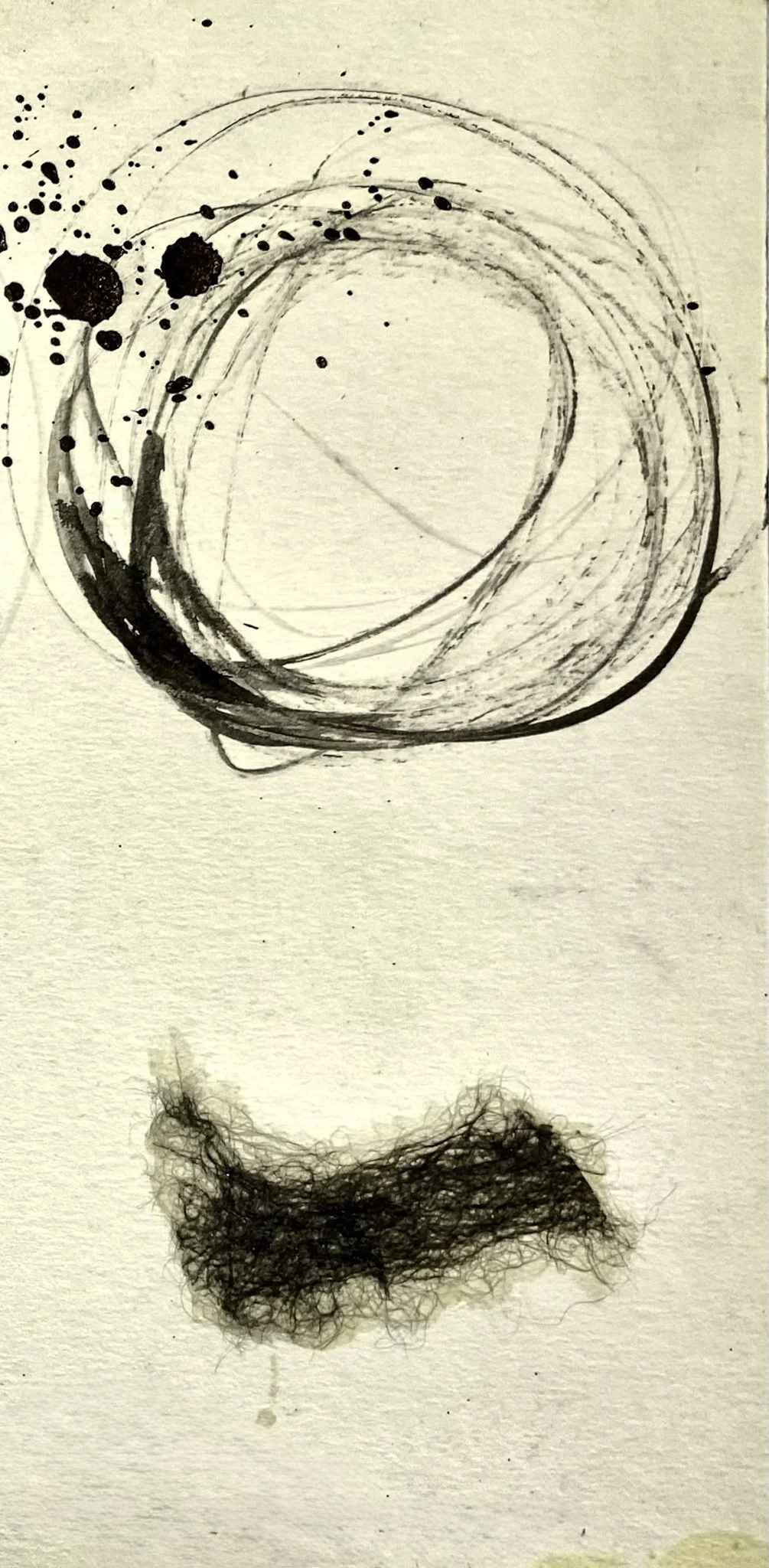‘Second thought’, Ink, cotton fibre on Paper, 180mm x 320mm, 1985