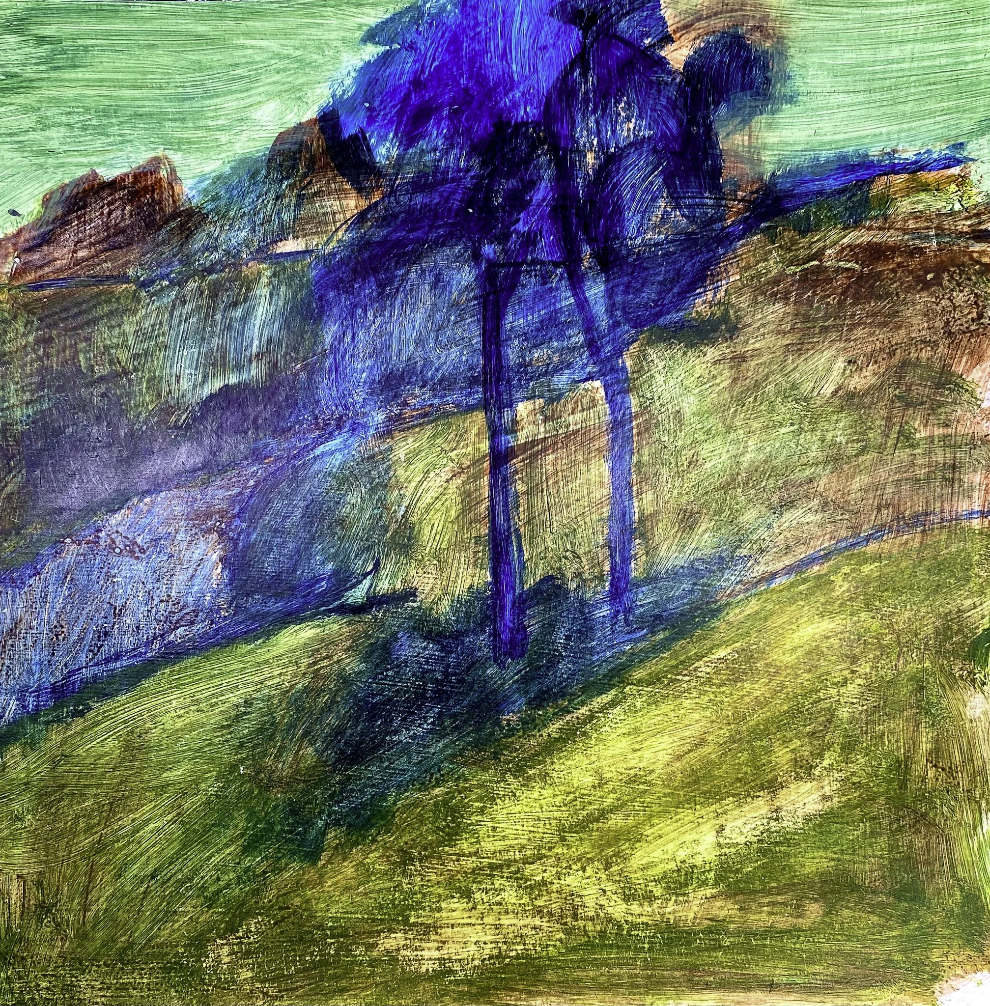 ‘Green Sky’ Acrylic on Paper, 370 x 370mm 1990s