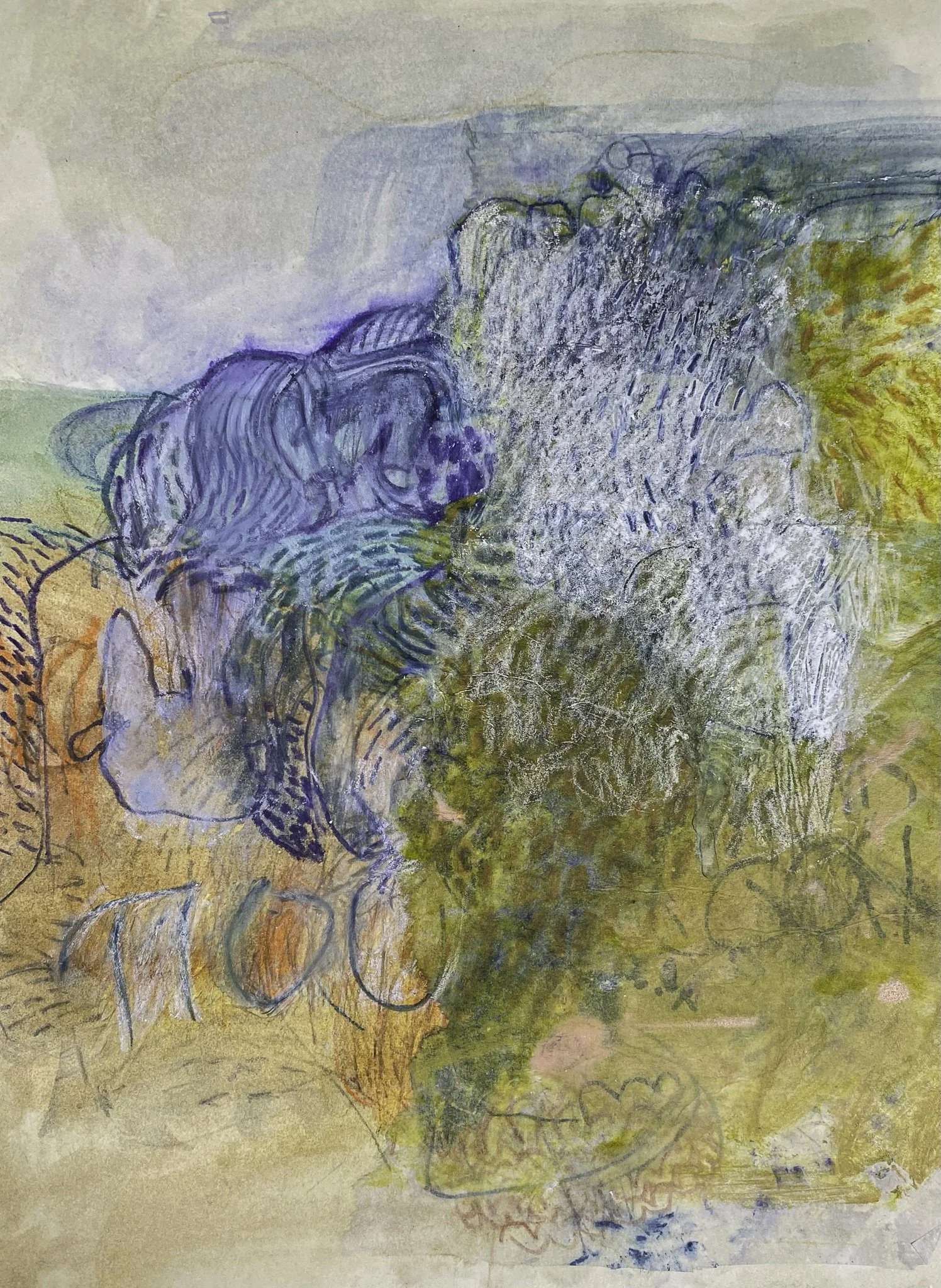 ‘Untitled (Hillside)’, Ink Pencil, Acrylic on Paper Board, 260mm x 360mm, 2026