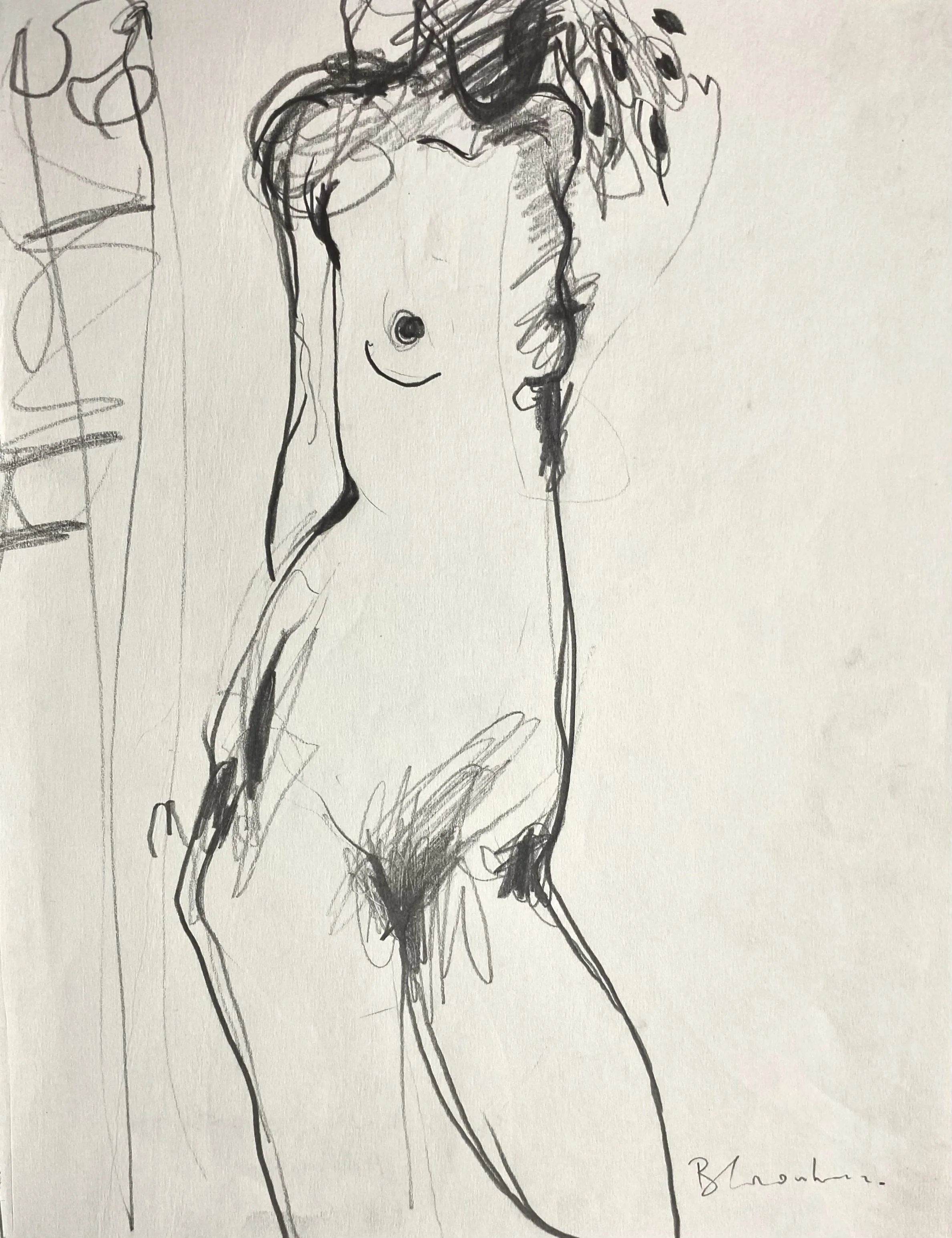 ‘Untitled’ Life Drawing Study, 1st Street Studio, Charcoal on Paper, 420mm x 594mm, 1990