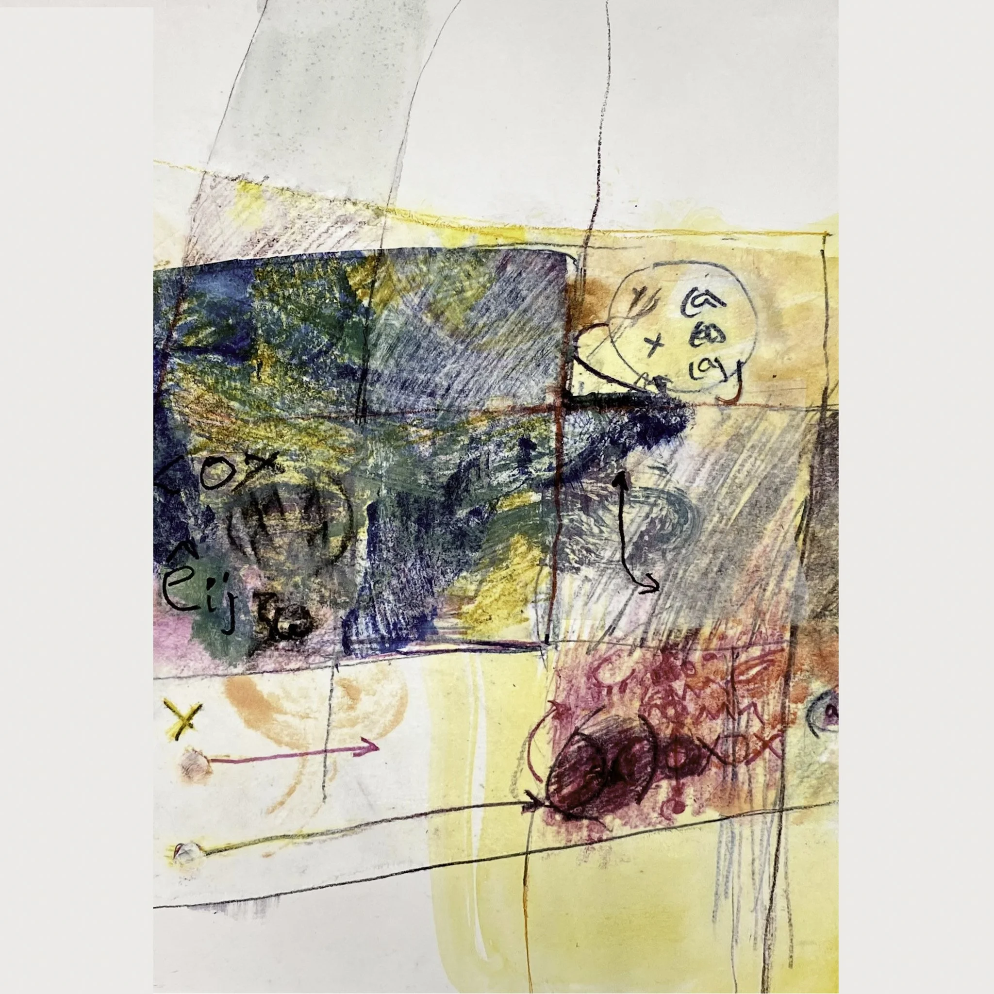 ‘Journey Planner’ (Detail), Mixed Media on Paper, 300mm x 300mm, 2026
