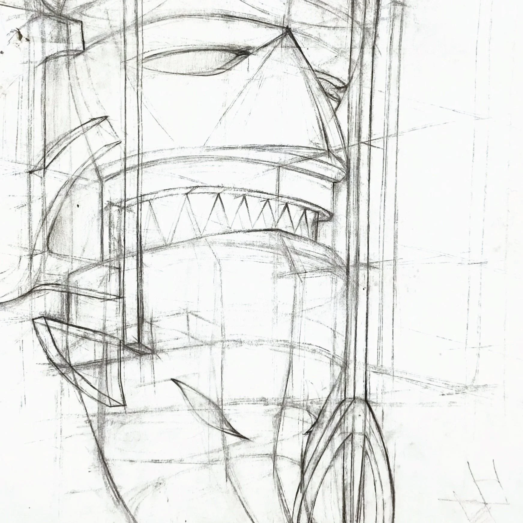 ‘Study of a New Guinea Mask (detail)’, Stanley Street, Charcoal on Paper, 1984