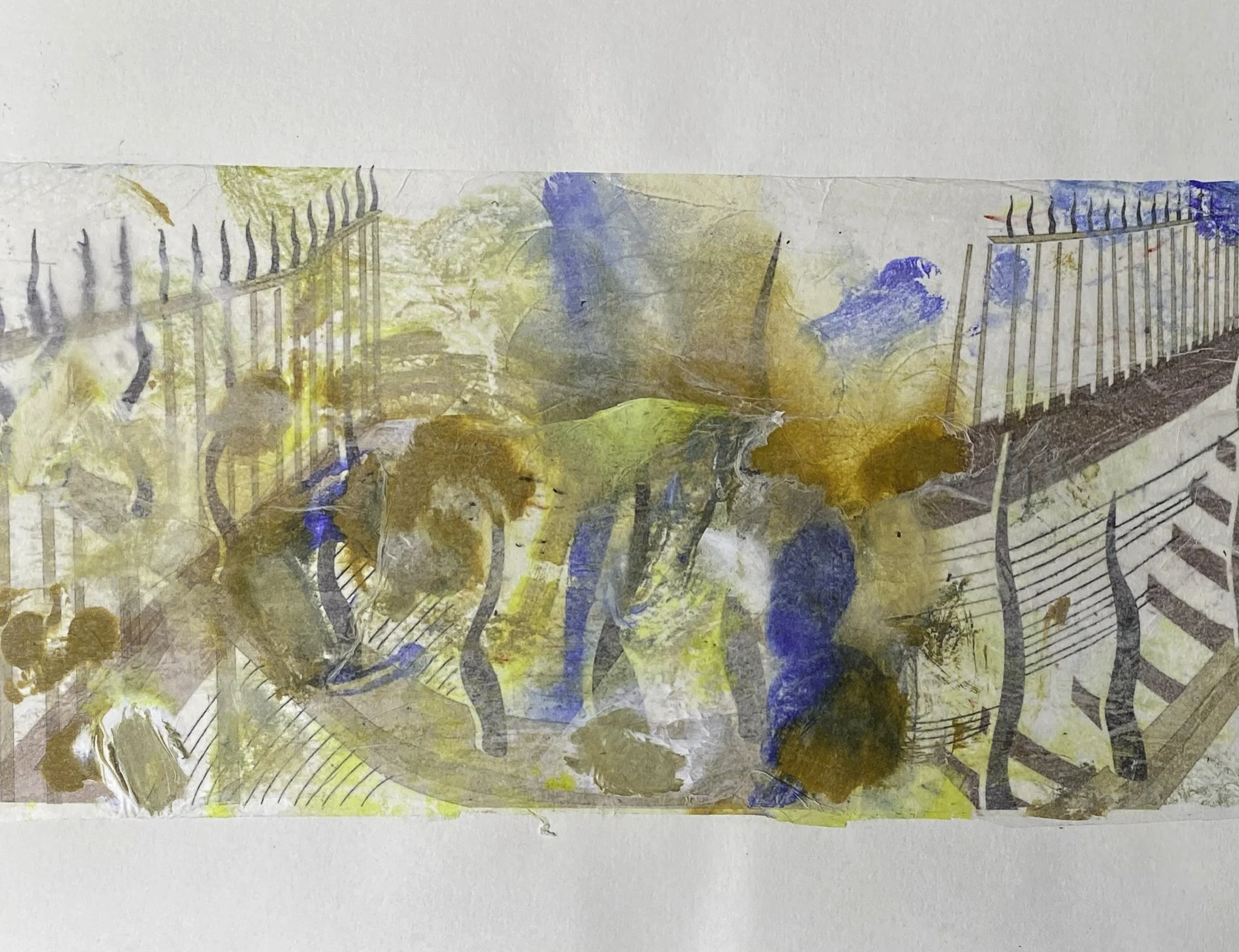 ‘Down there 4’, Mono-print, ink and pencil on paper, 420mm x 300mm, 2026