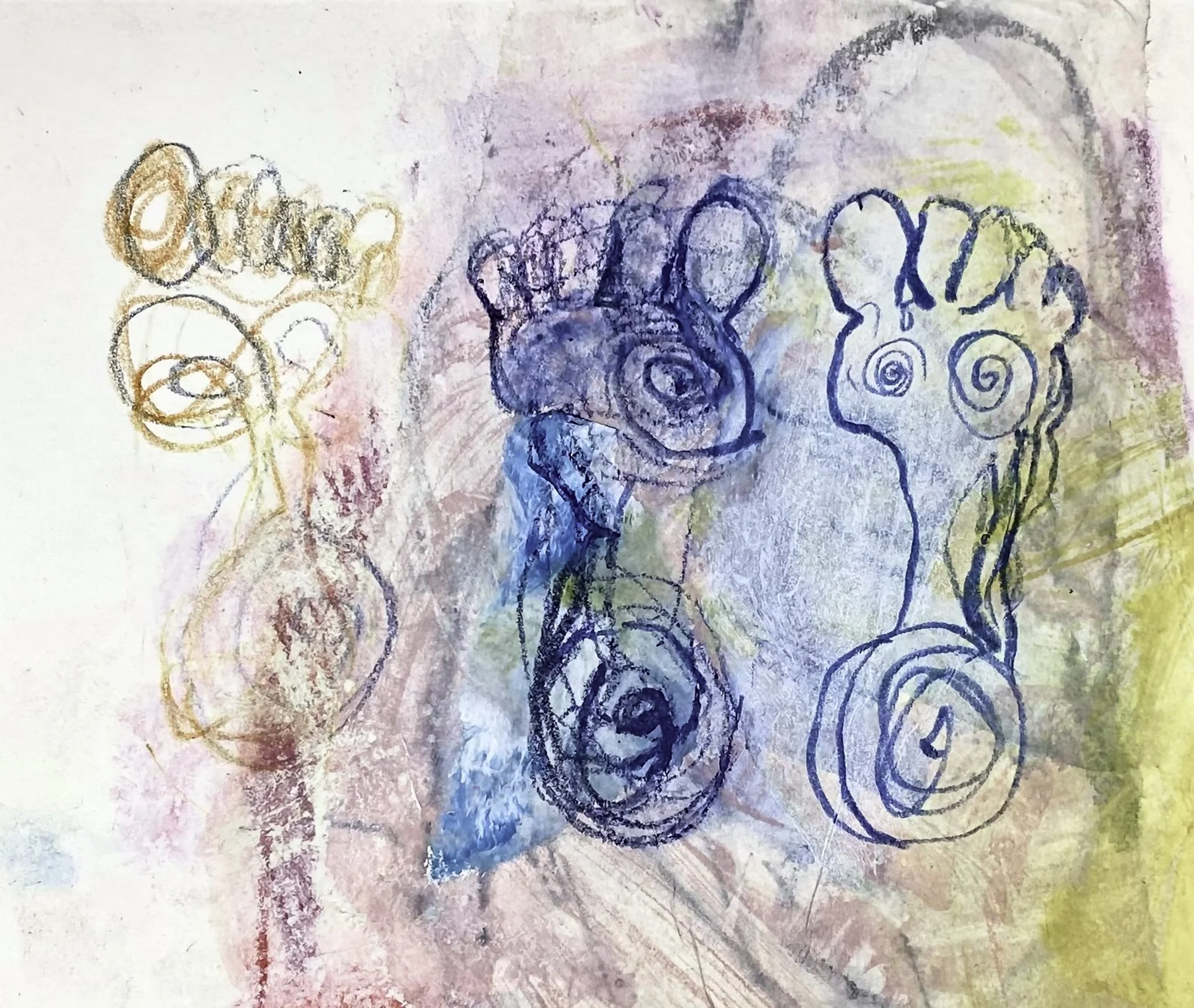 ‘Footprint Pareidolia’, Ink, Acrylic on Paper, 320mm x 300mm, 2026