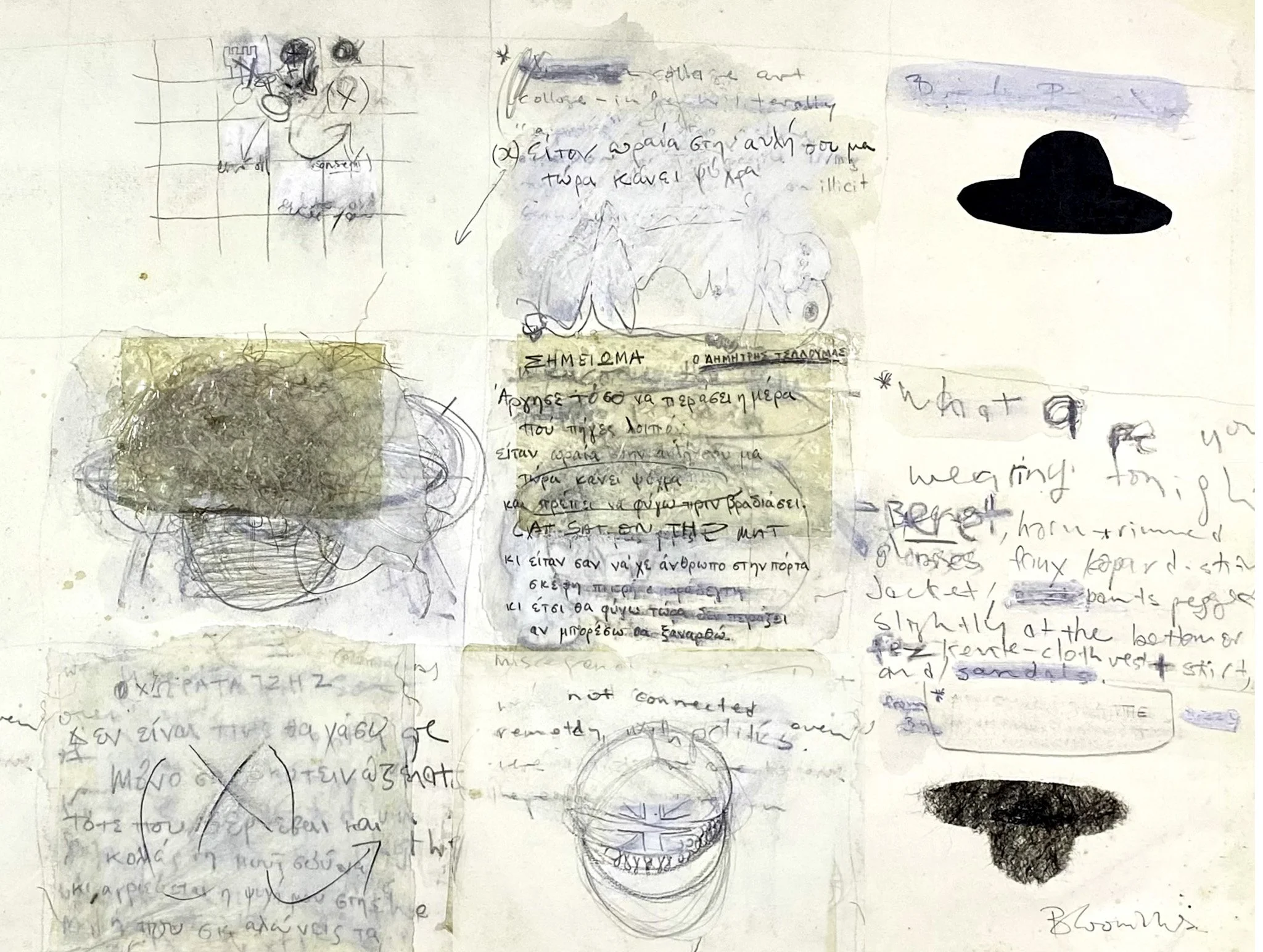 ‘Index (What are you Wearing Tonight?), Mixed Media on Paper 560 x 420 mm 1990s