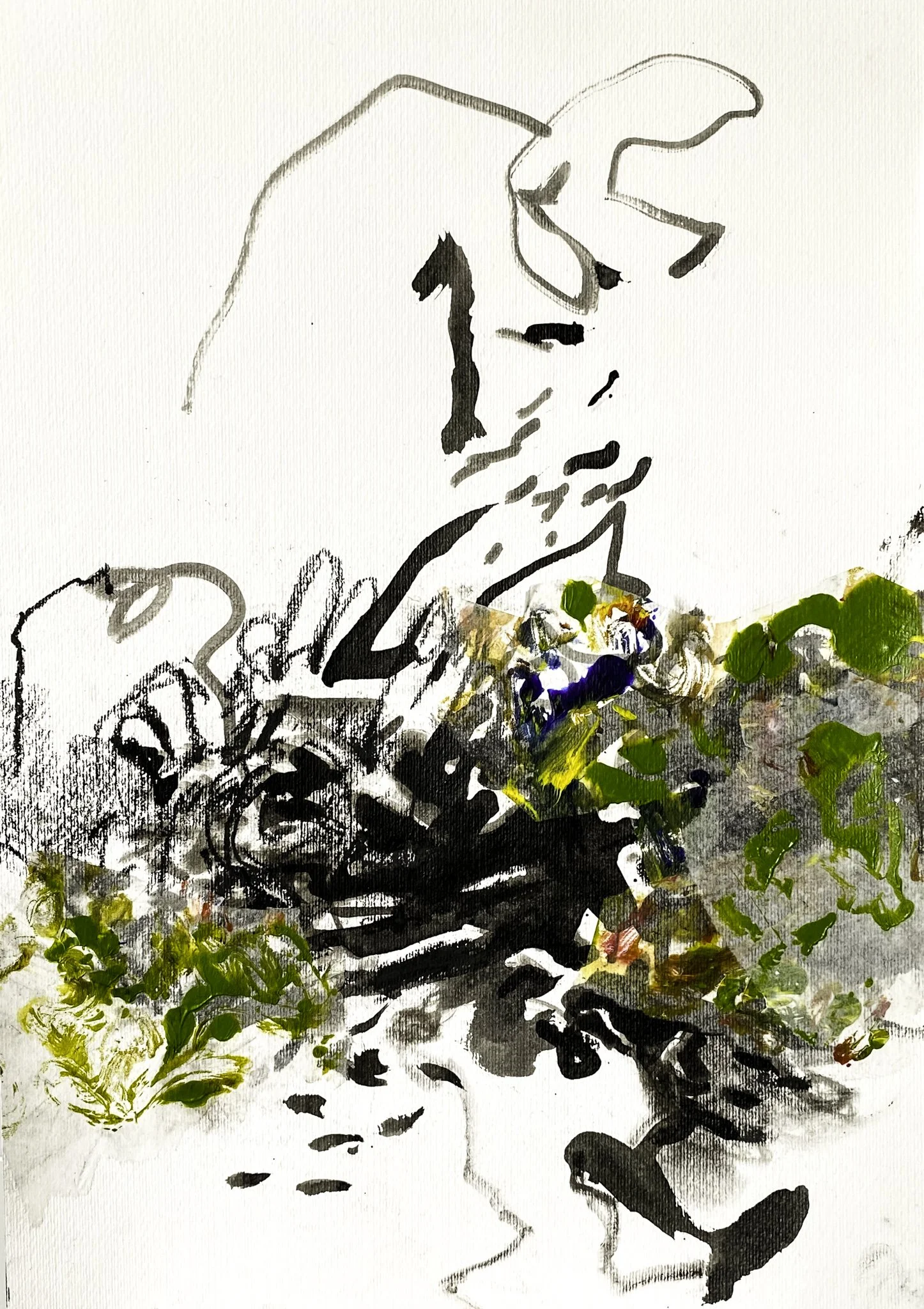 ‘Almost’ Ink, Acrylic Paint on Paper, 297mm x 420mm, 2025