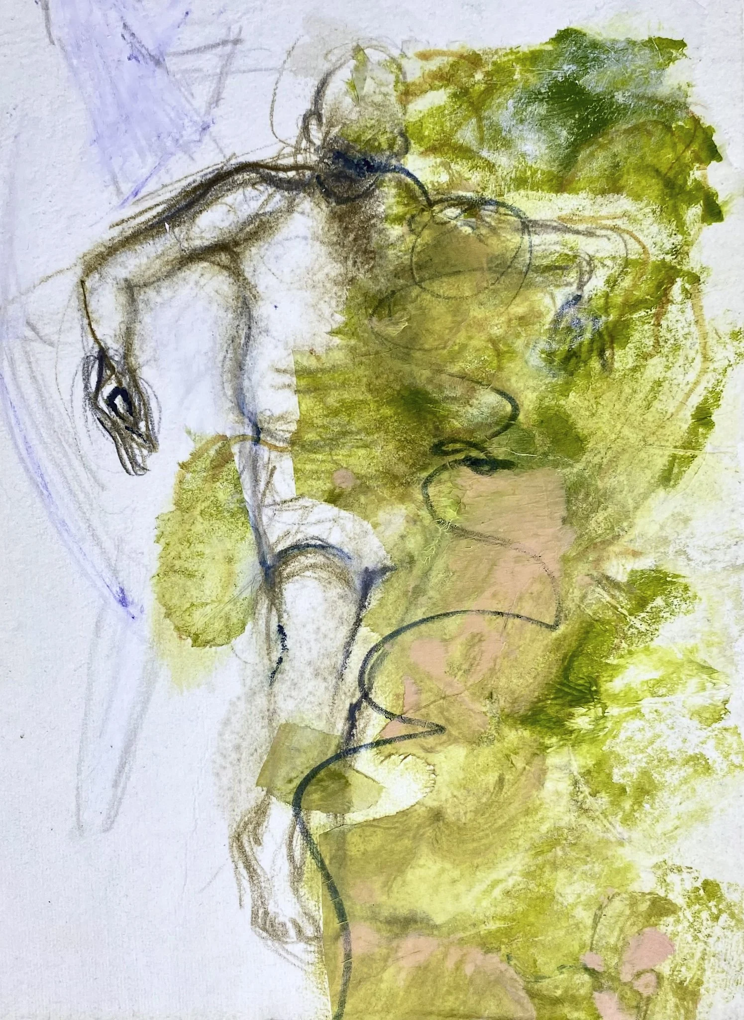 Study (Descent), Mixed media on Paper, 180mm x 290mm, 2026