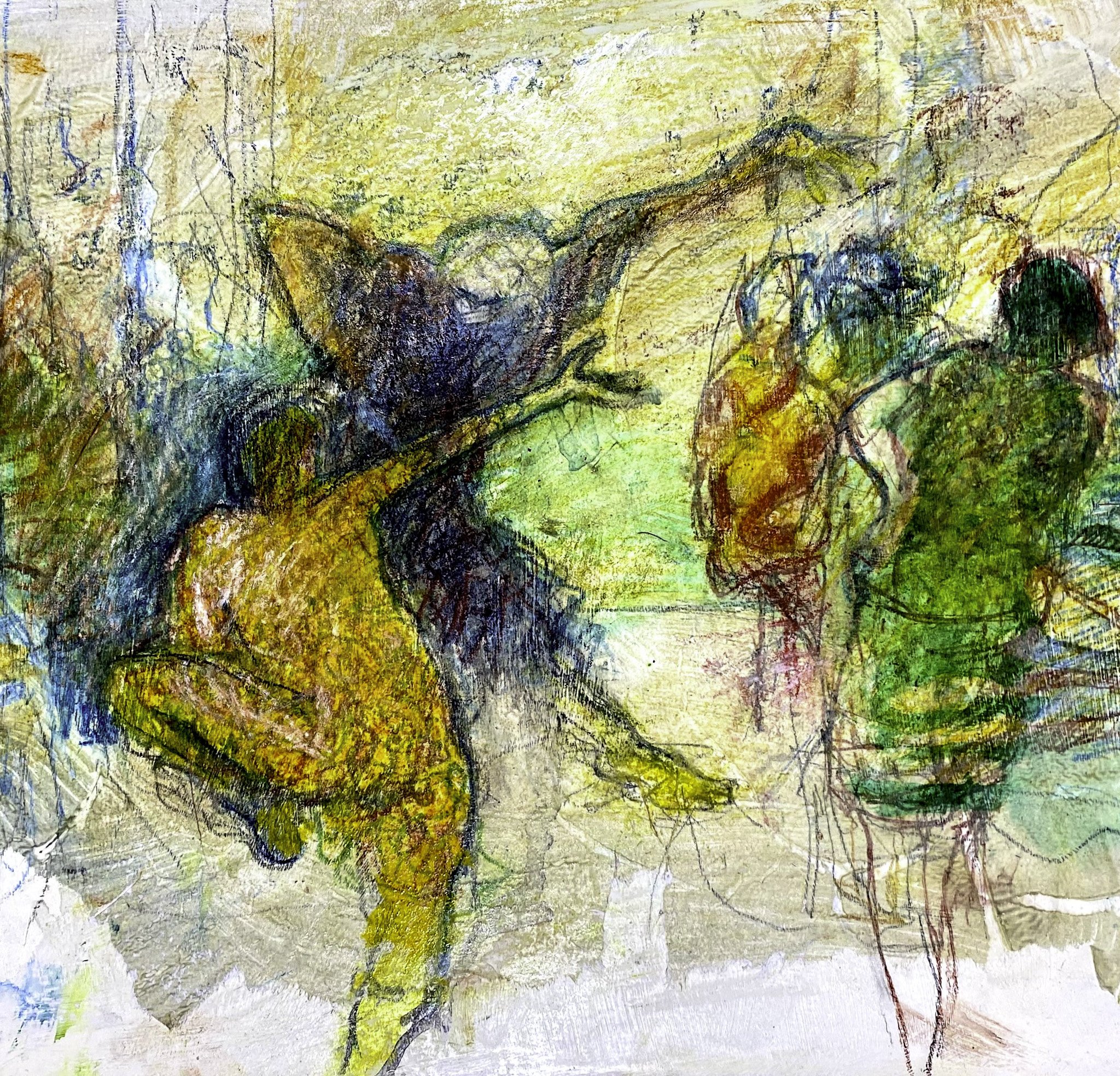 ‘Mad Monk Dance, Ink, Acrylic, on Panel, 380 mm x 300 mm, 2026