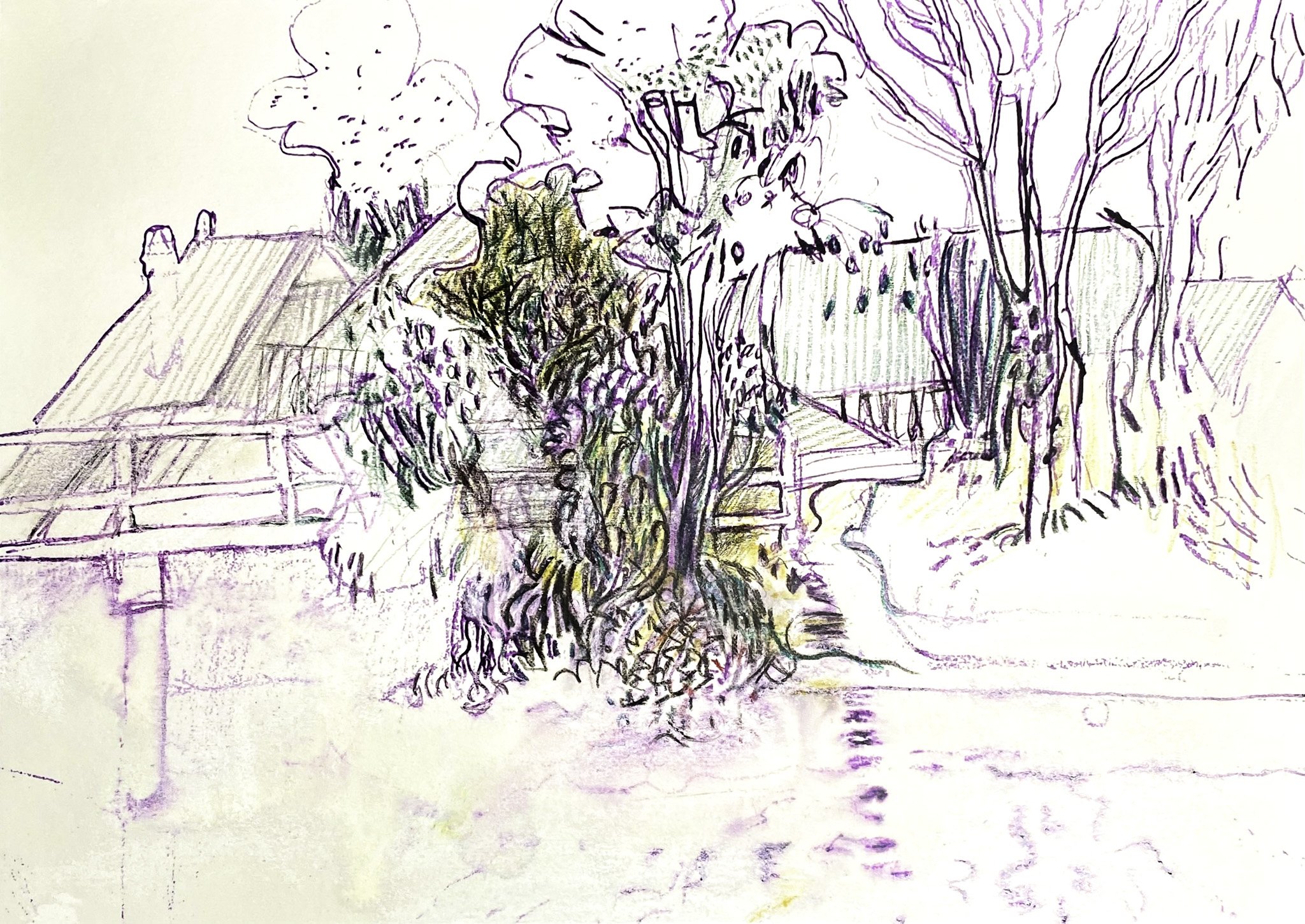 ‘Elster Canal I ’, Ink Pencil on Paper, 420mm x 300mm, 2026