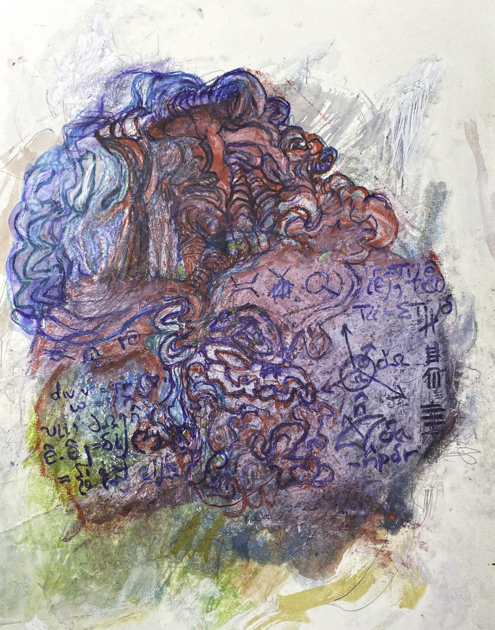 ‘Untitled’ (Maths), Ink, Acrylic on Paper, 290mm x 380mm, 2025