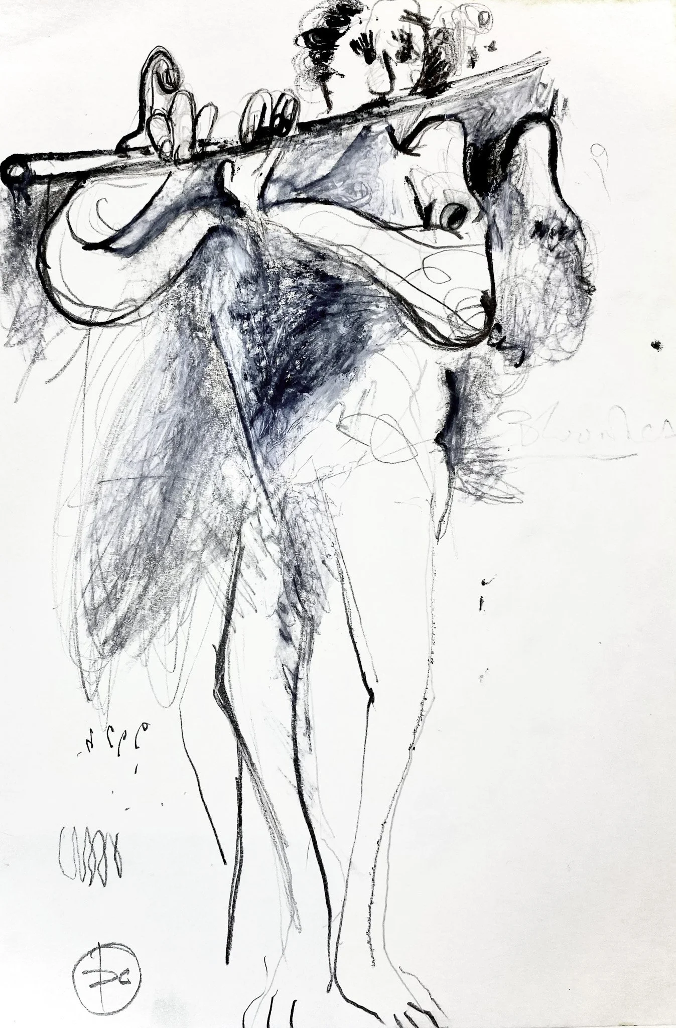  ‘Untitled (Flautist), Graphite on Paper, 190 x 290 mm, 1990s