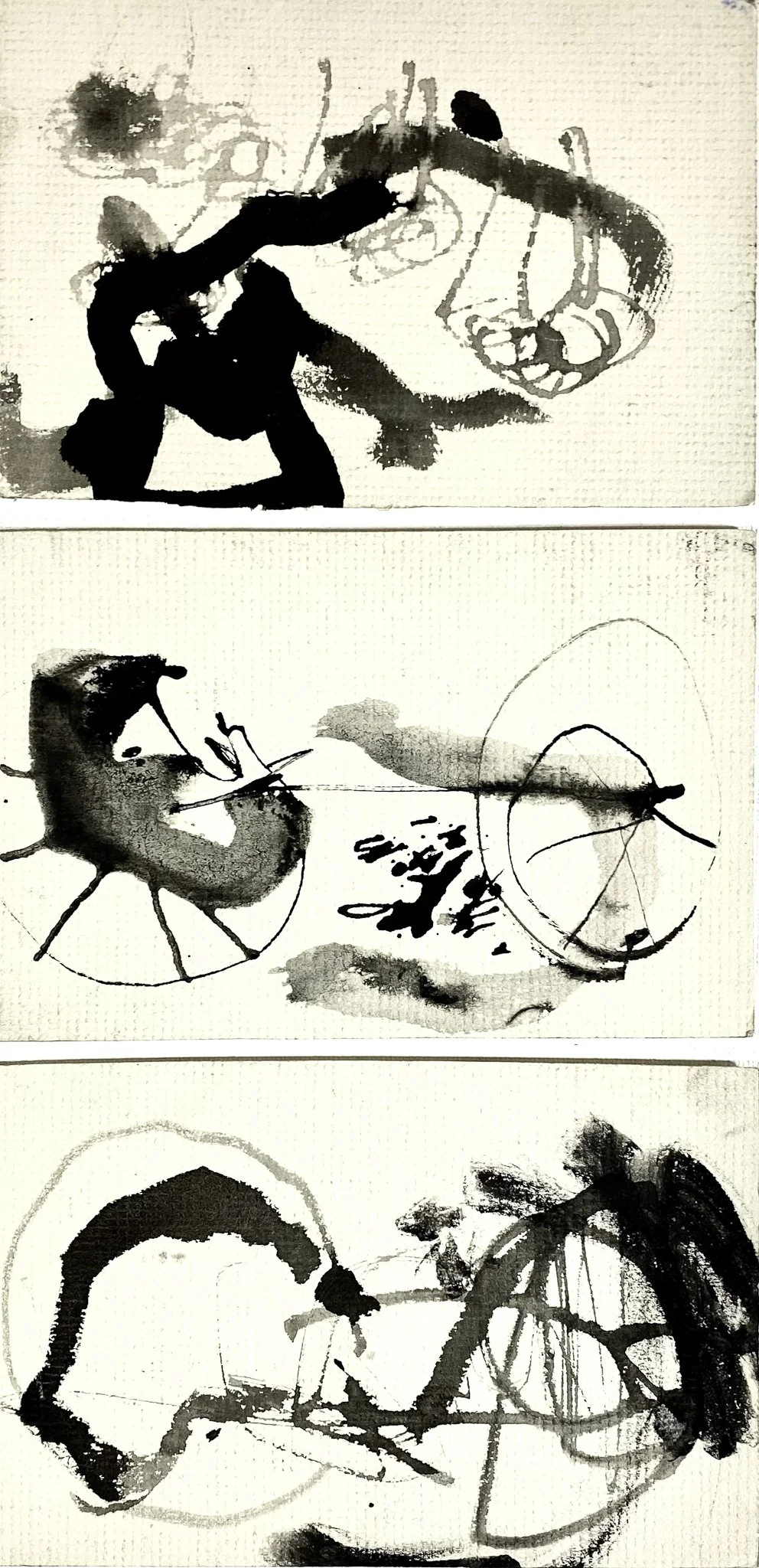 ‘Tryptich (Travelling Through’ Ink on Paper, 220mm x 500mm, 1990s