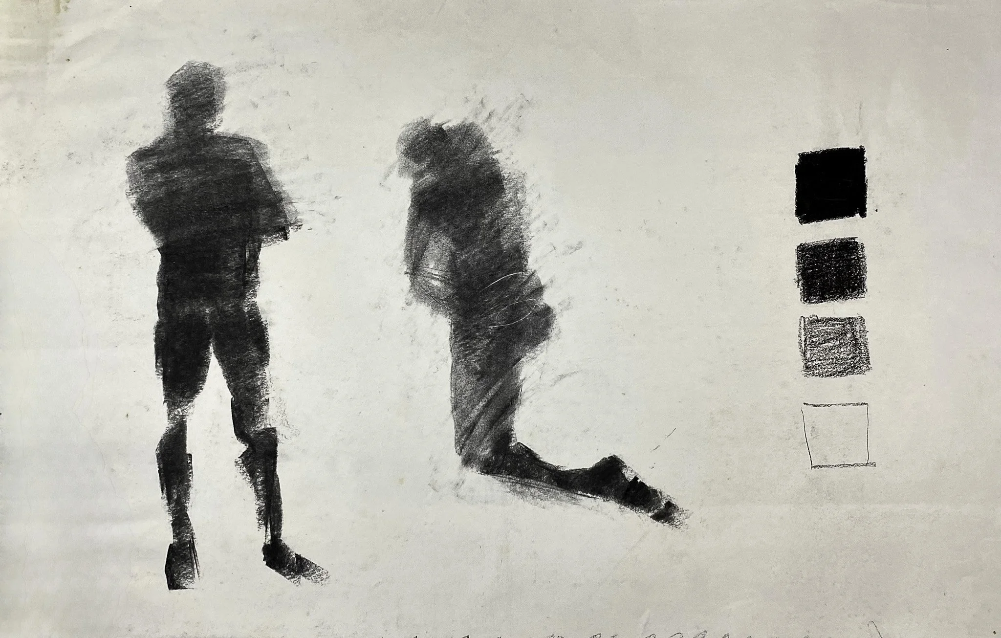 Life Study (Two Silhouettes) UniSA, Charcoal on Paper, 750 x 450 mm 1990s
