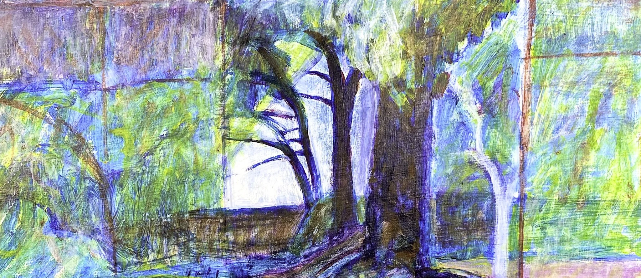 ‘Greenhouse (Looking Out)’ Acrylic on Paper, 400 x 150mm 1990s