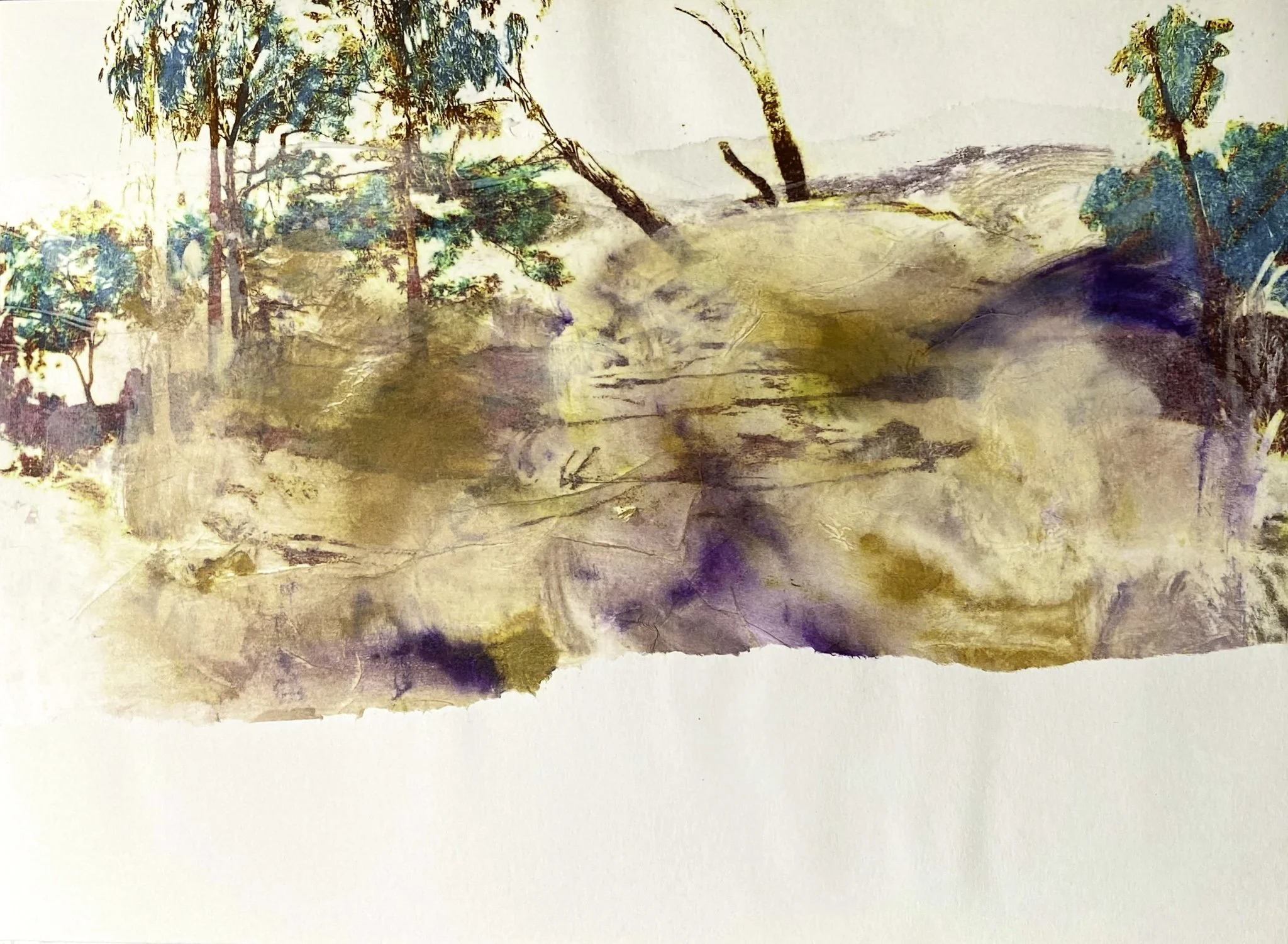‘Yarra Path (Fragment), Mono-print, Acrylic, Ink on paper, 420mm x 300mm, 2026