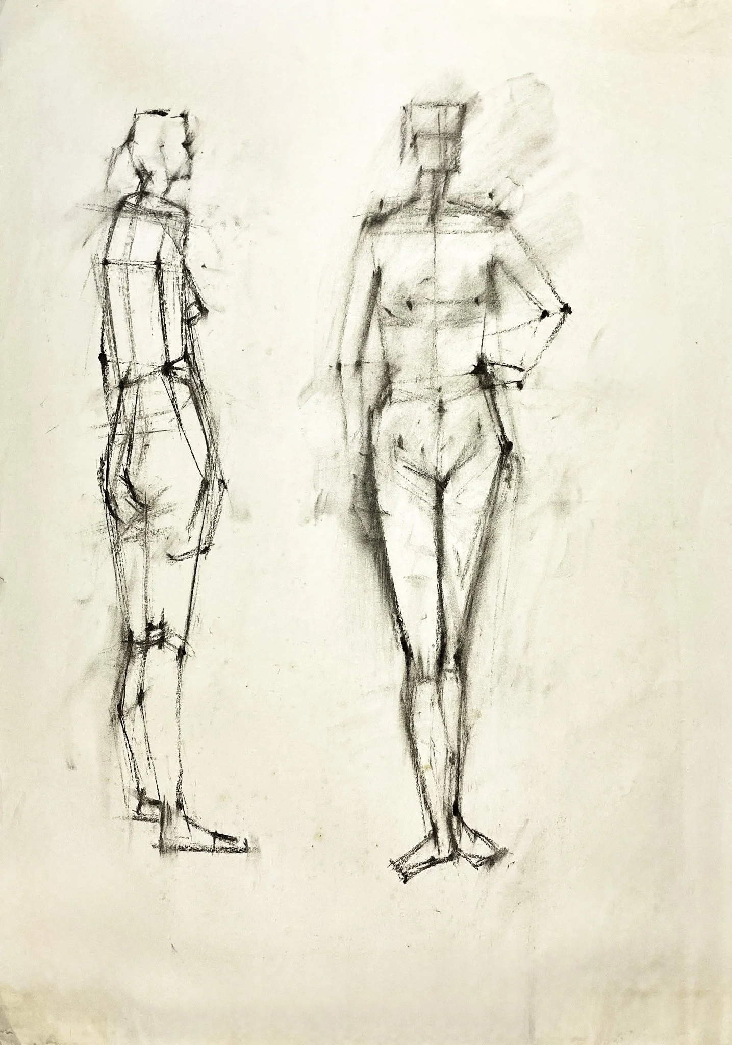 Life Study (Figure Standing Fr, S) Stanley Street, Charcoal on Paper, 560mm x 660mm 1980s 