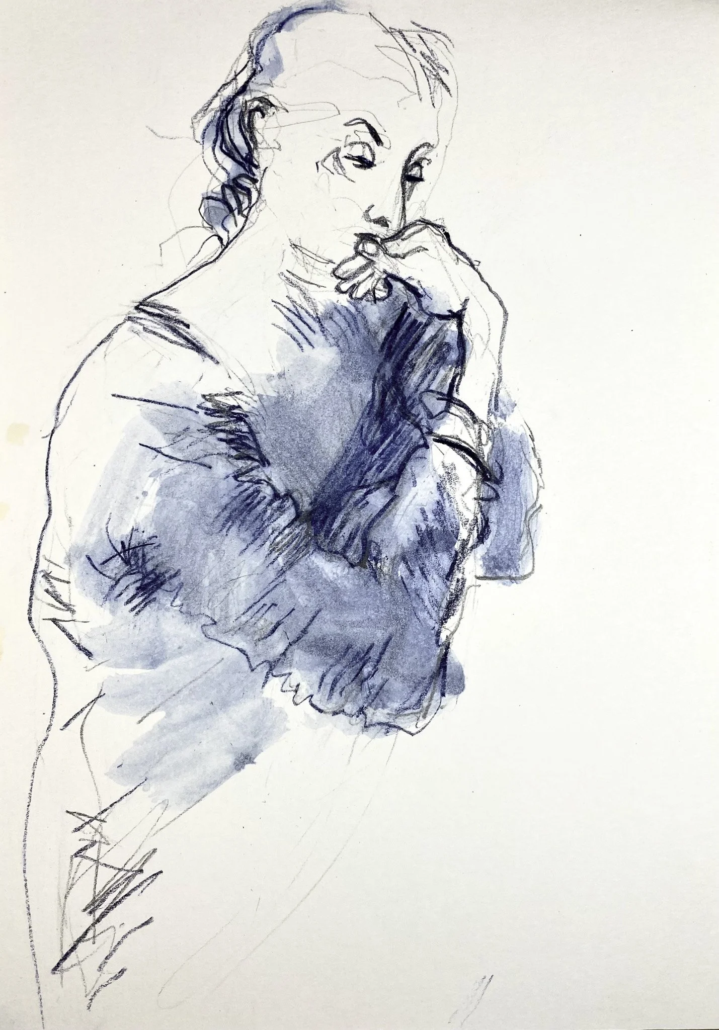 ‘Study (Durer’s Wife 2)’. Ink, Graphite on Paper, 210mm x 300mm, 2026
