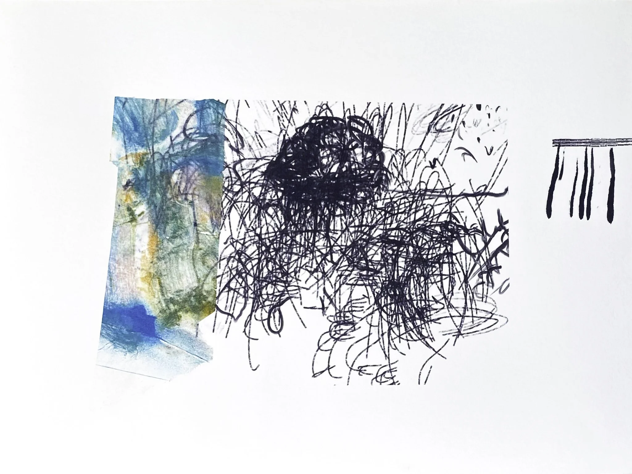 ‘Scene (Curtain), Mixed media on paper, 420mm x 300mm, 2026