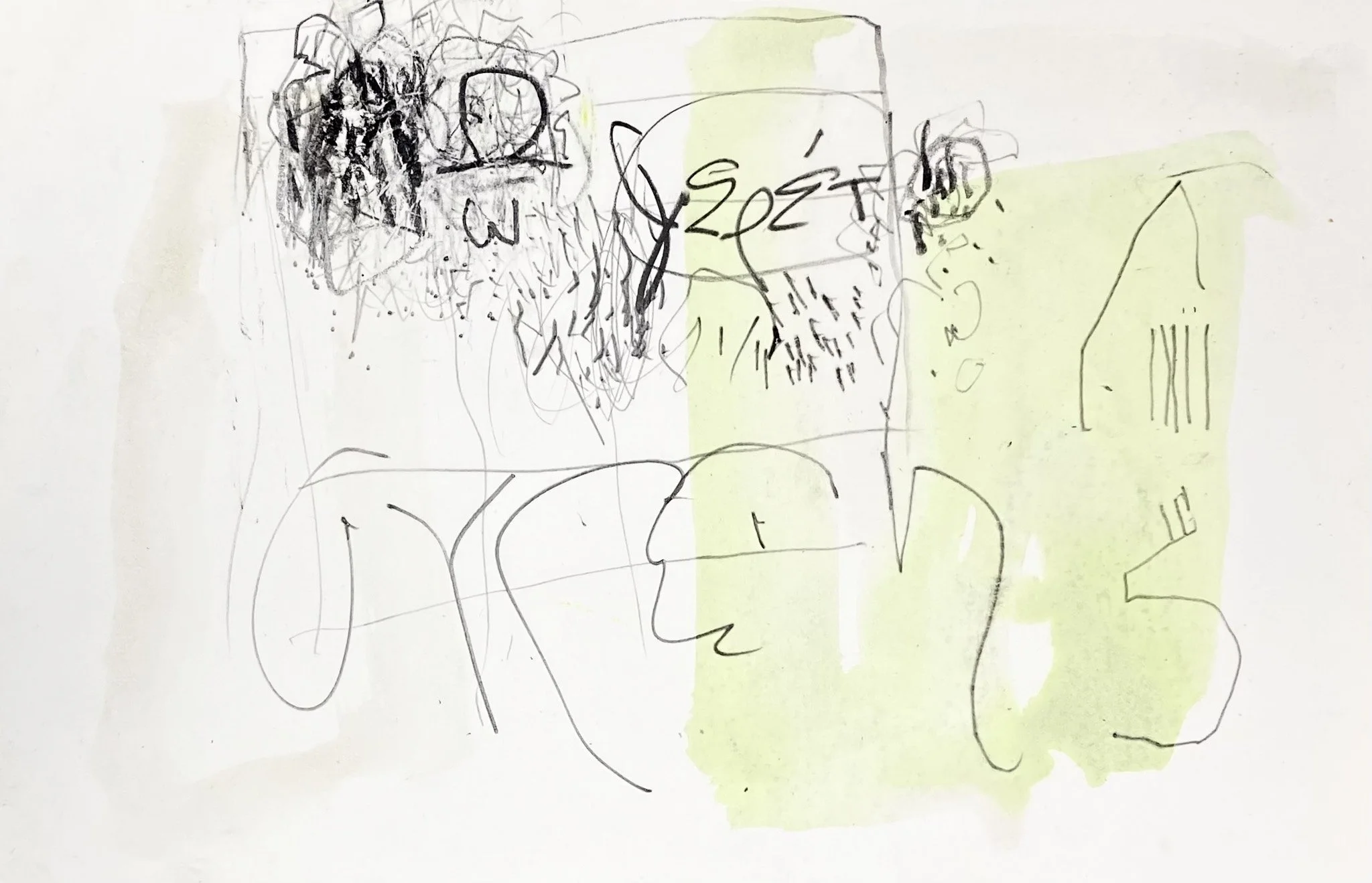 ‘Ωω, Graphite, Gouache on Rag Board, 320 x 260 mm, 2026